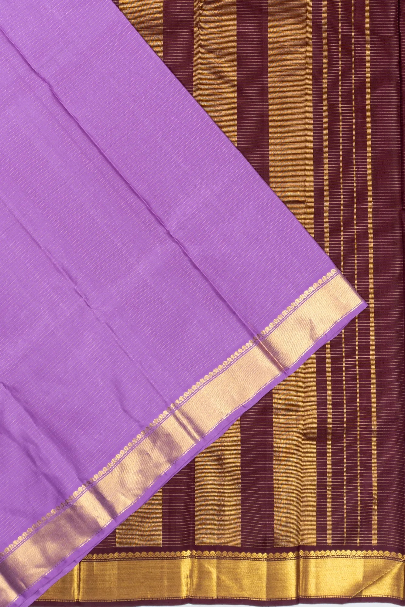 Classic Kanchipuram Silk Oosi Lines Lavender Saree