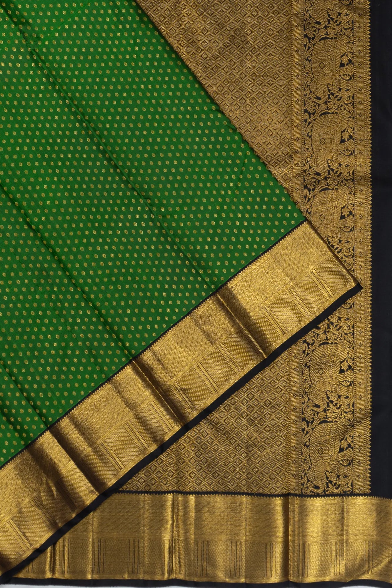 Classic Kanchipuram Silk Brocade Dark Green Saree