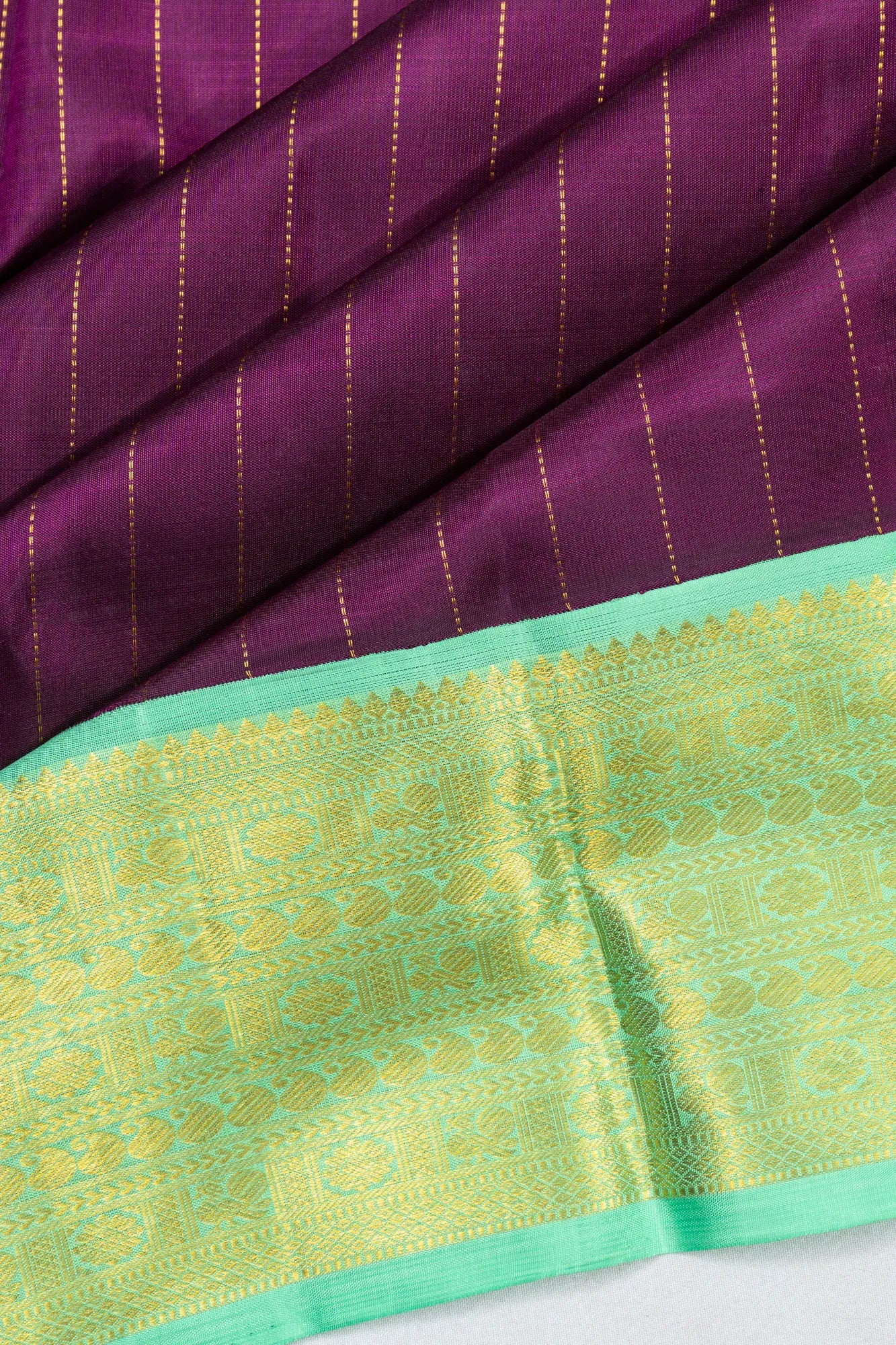 Classic Kanchipuram Silk Vertical Lines Purple Saree