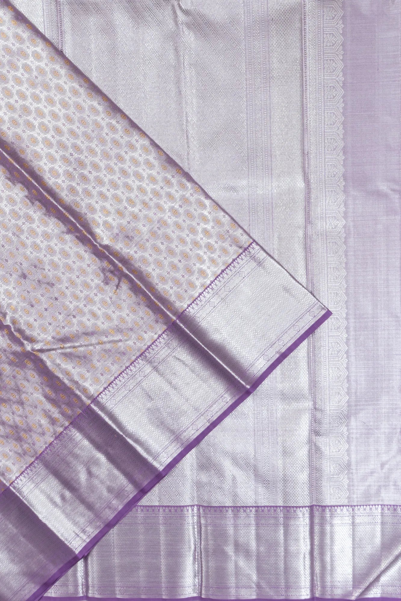 Kanchipuram Silk Tissue Brocade Lavender Saree