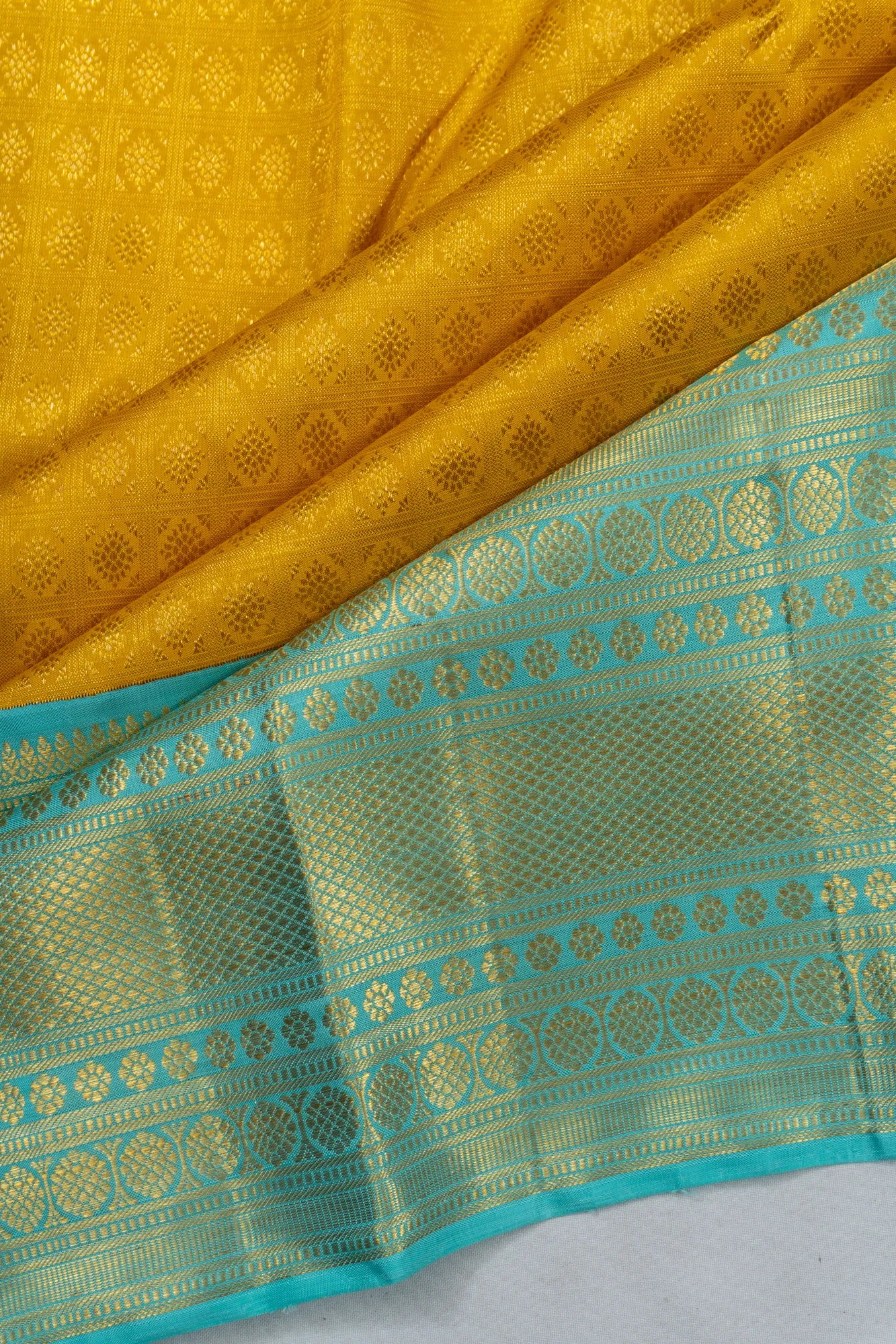 Kanchipuram Silk Brocade Yellow Saree