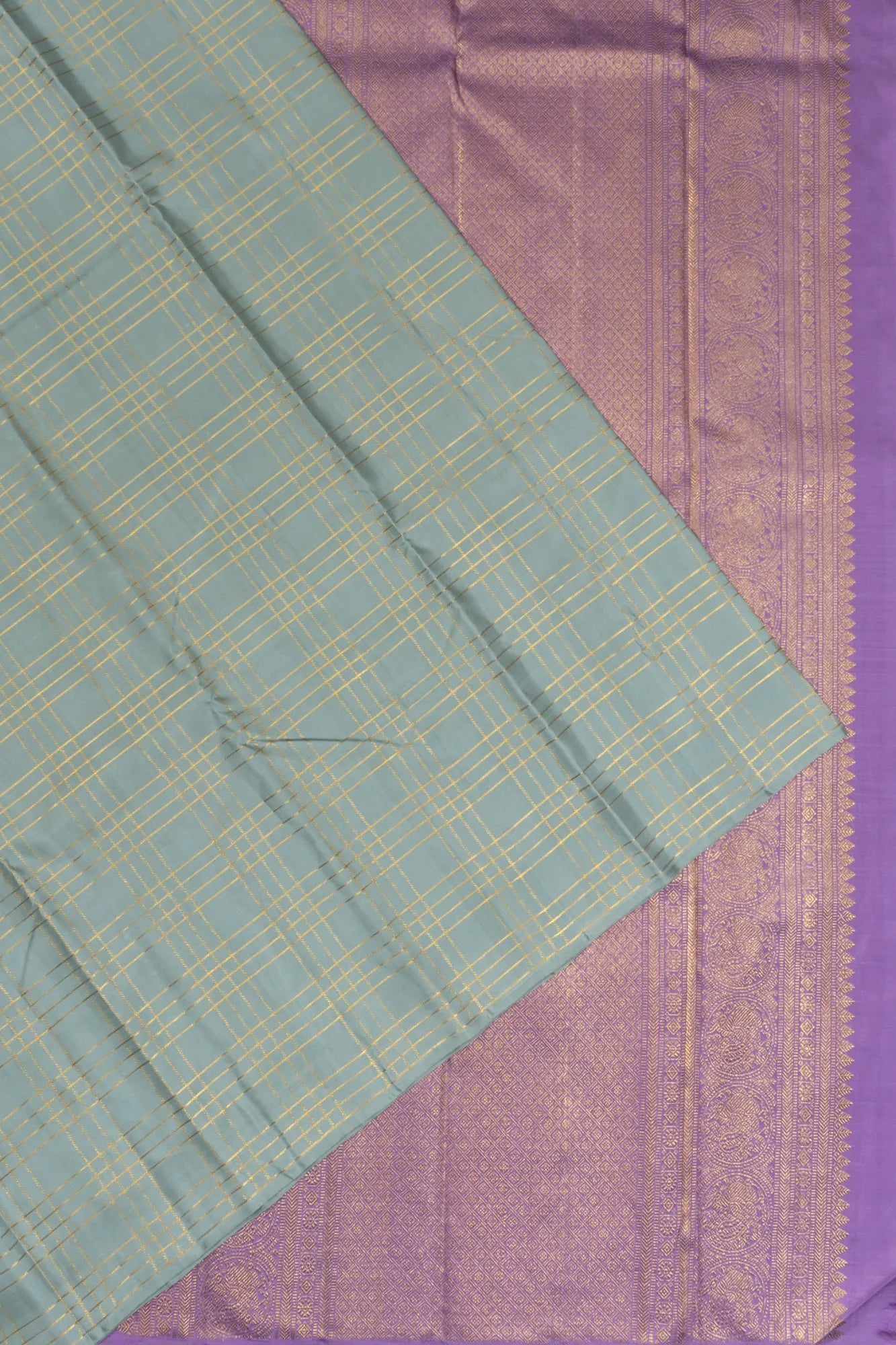Kanchipuram Silk Checks Grey Saree