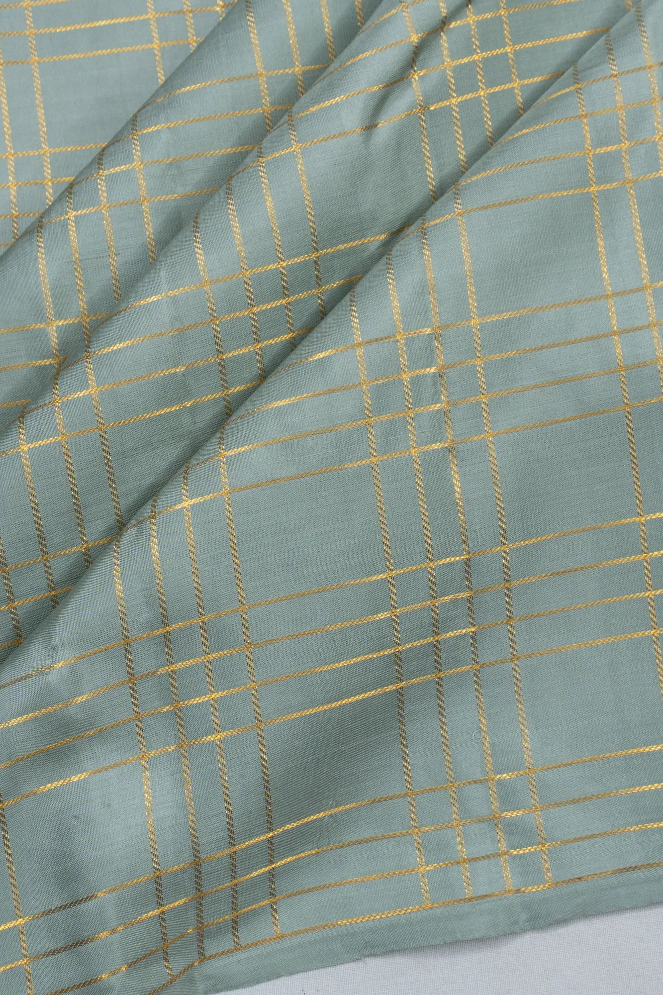Kanchipuram Silk Checks Grey Saree