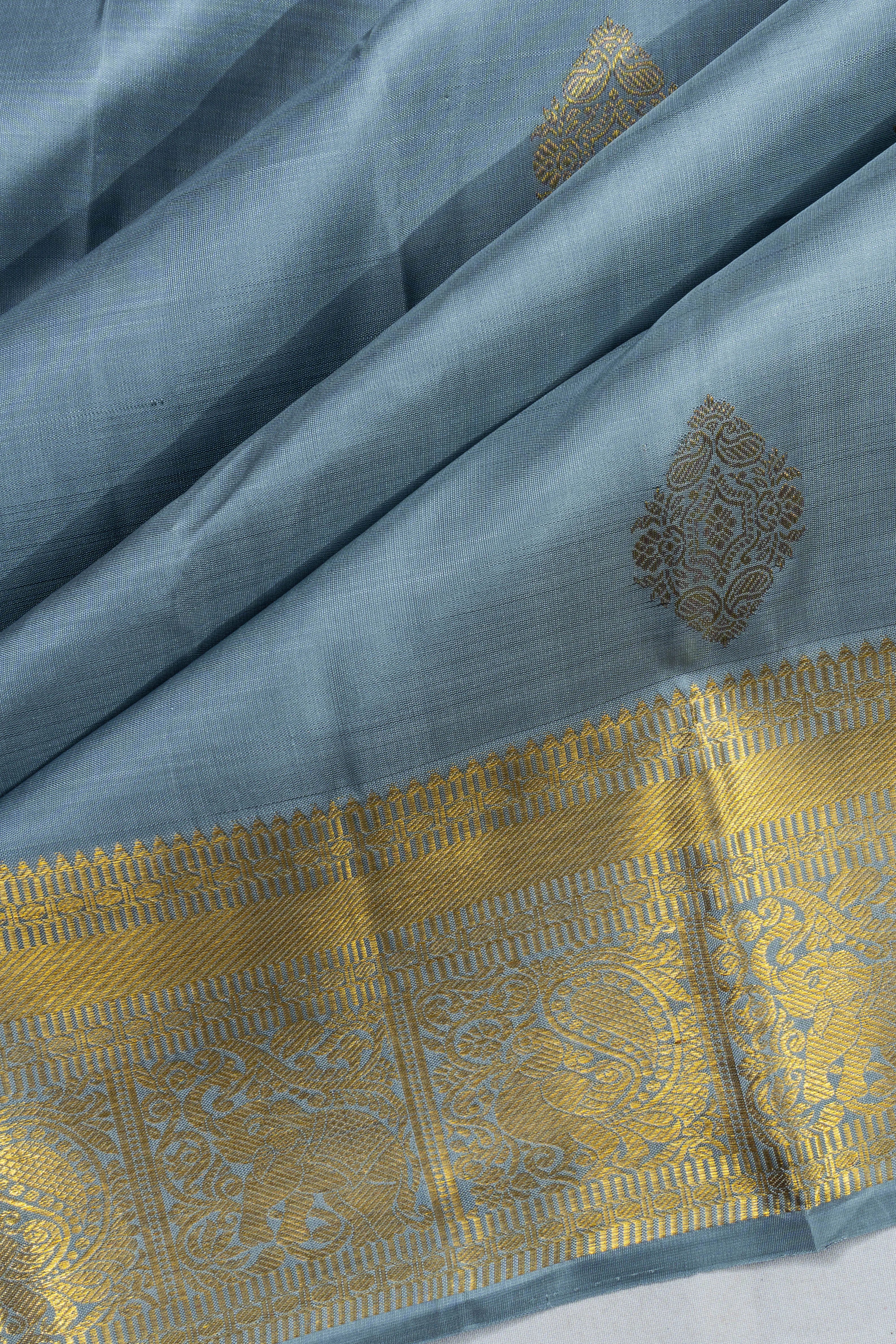 Taranga Kanchi Silk Butta Elephant Grey Saree
