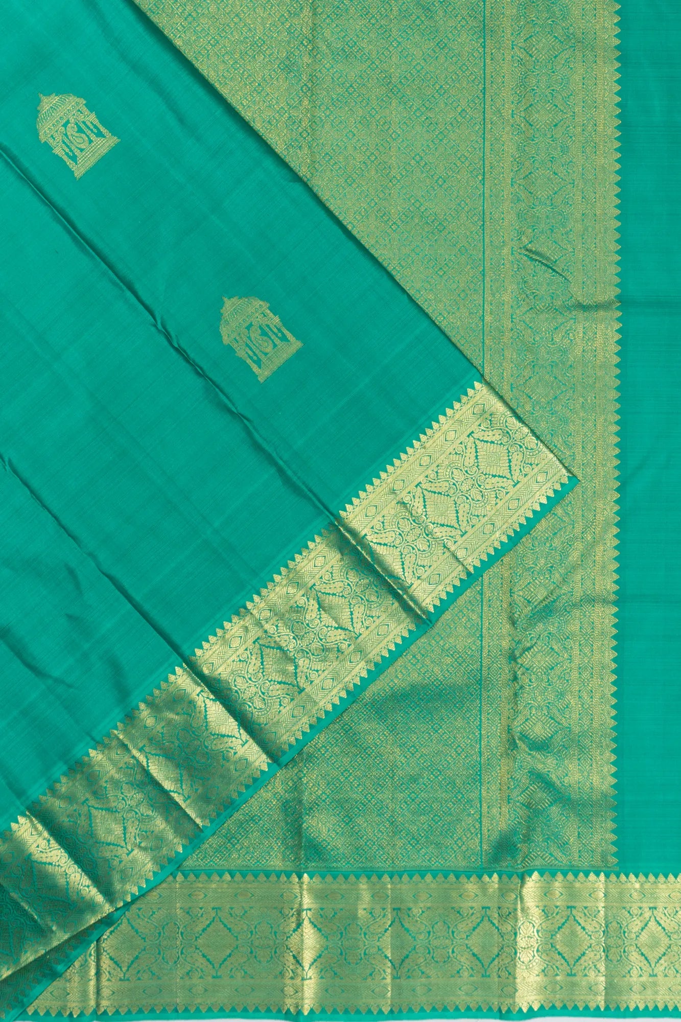 Kanchipuram Silk Butta Sea Blue Saree