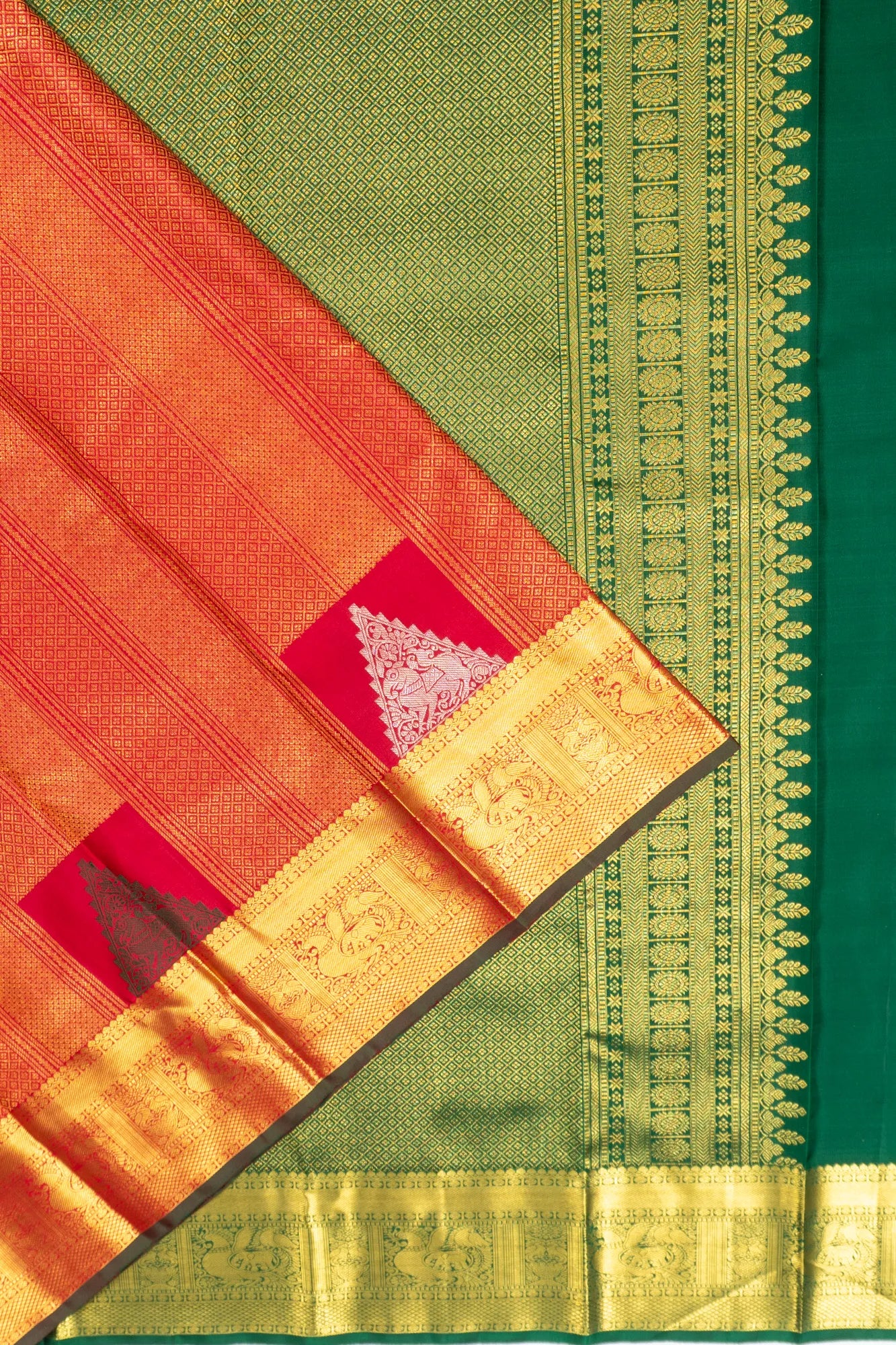 Kanchipuram Silk Brocade Red Saree