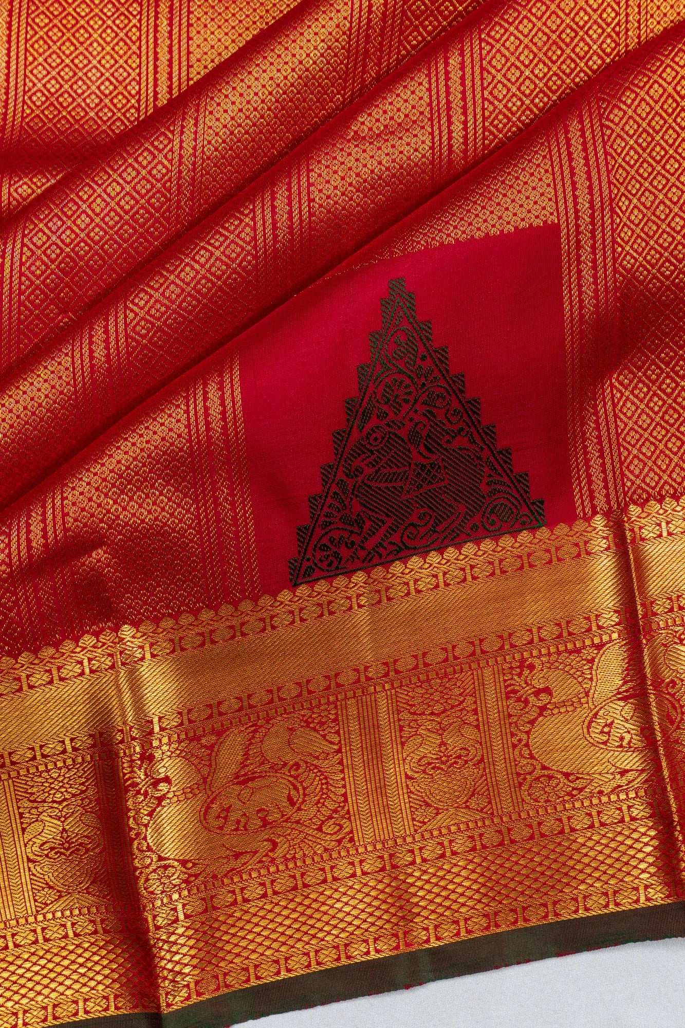 Kanchipuram Silk Brocade Red Saree