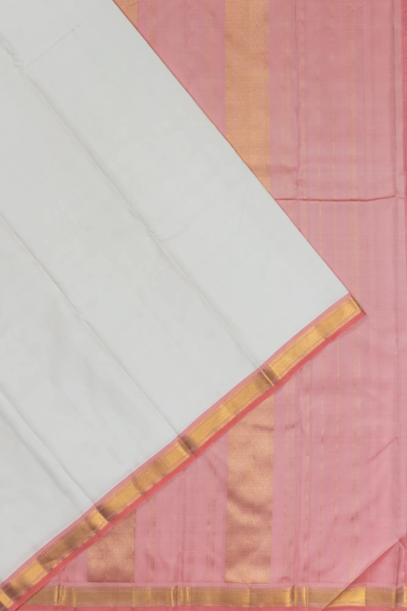 Classic Kanchipuram Silk Plain White Saree