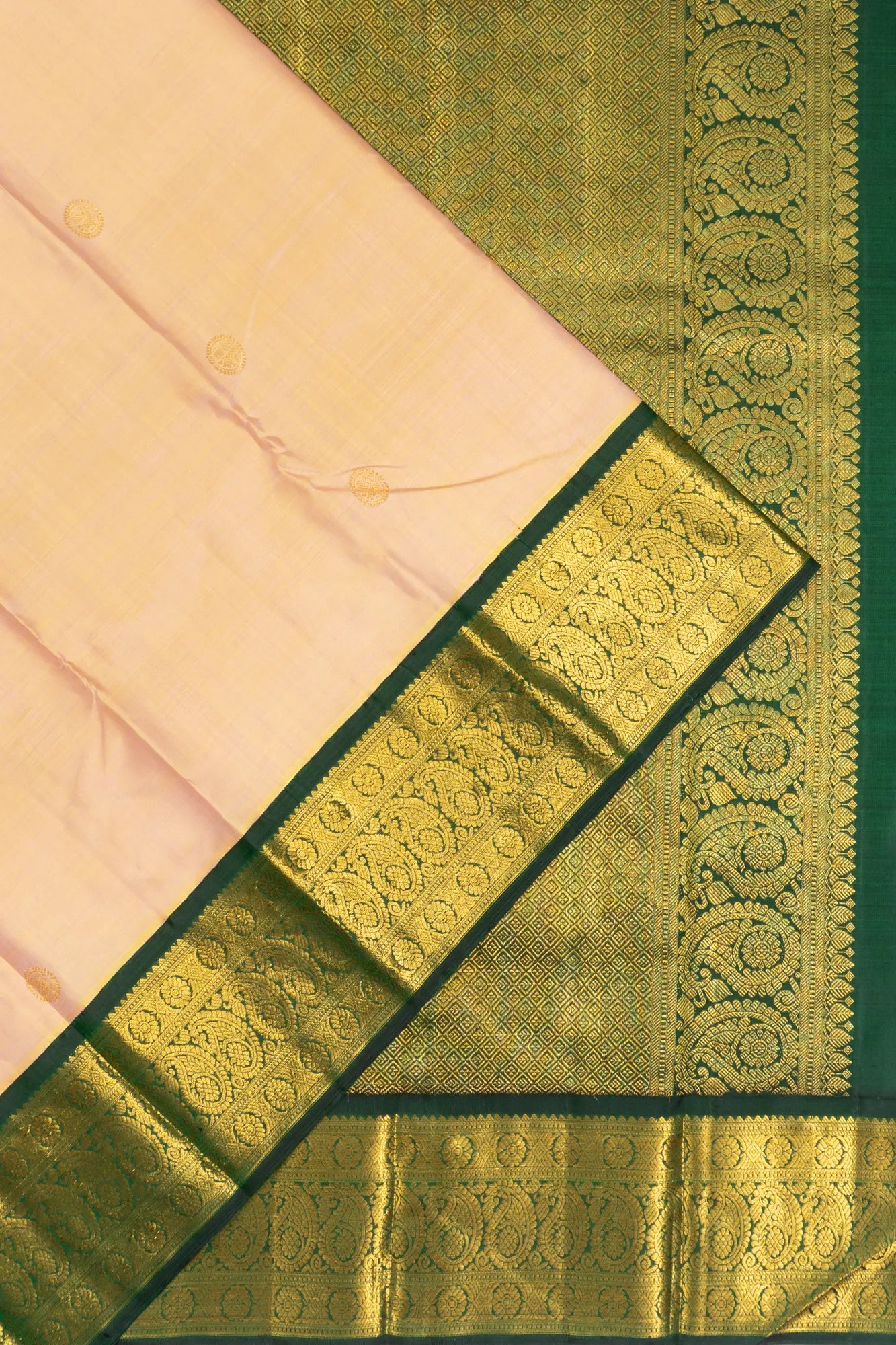 Classic Kanchipuram Silk Butta Cream Saree