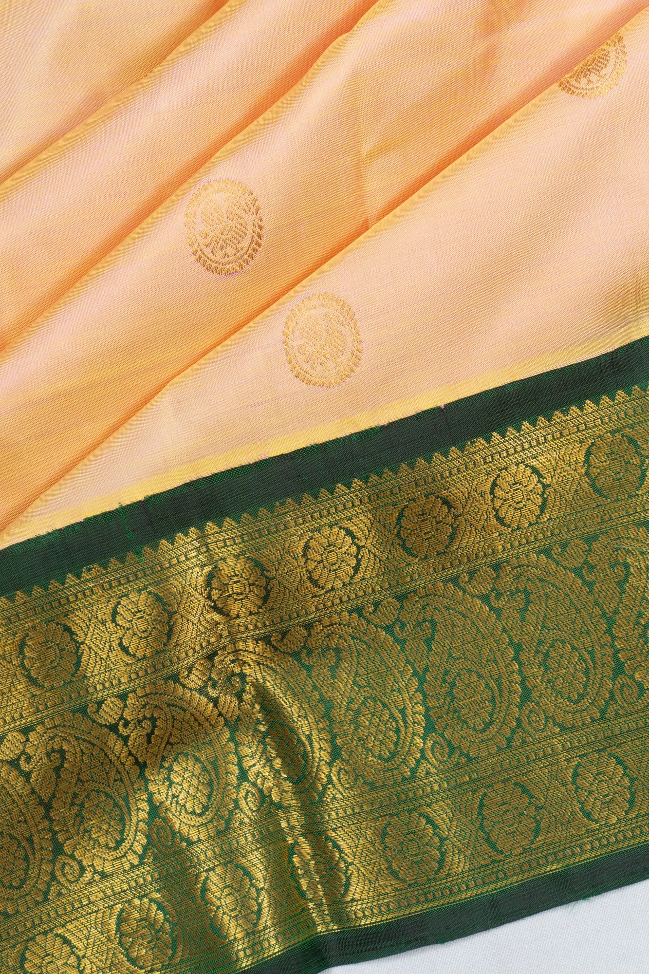Classic Kanchipuram Silk Butta Cream Saree