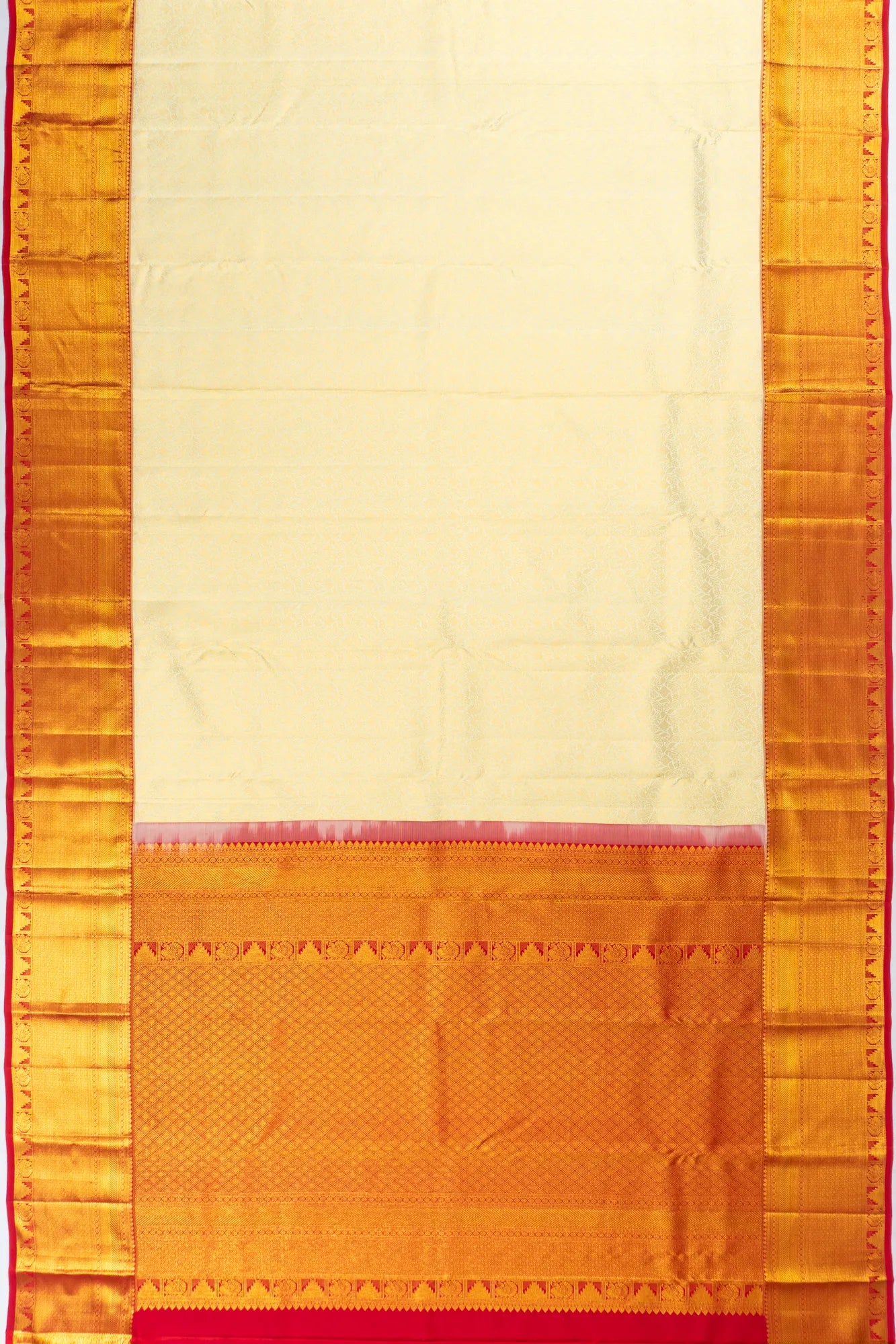Taranga Kanchi Silk Brocade Cream Saree