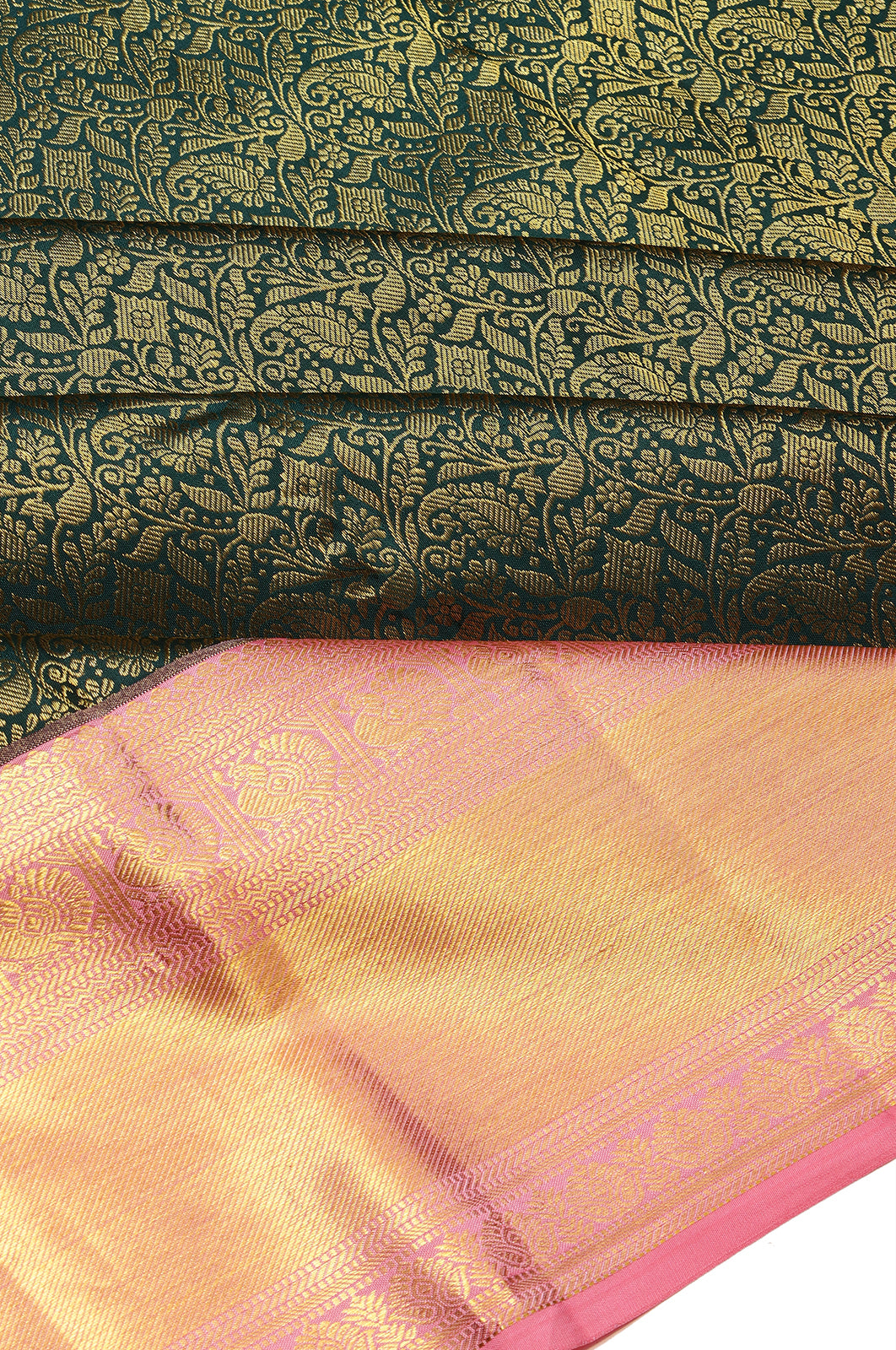 Taranga Kanchi Silk Brocade Dark Green Saree