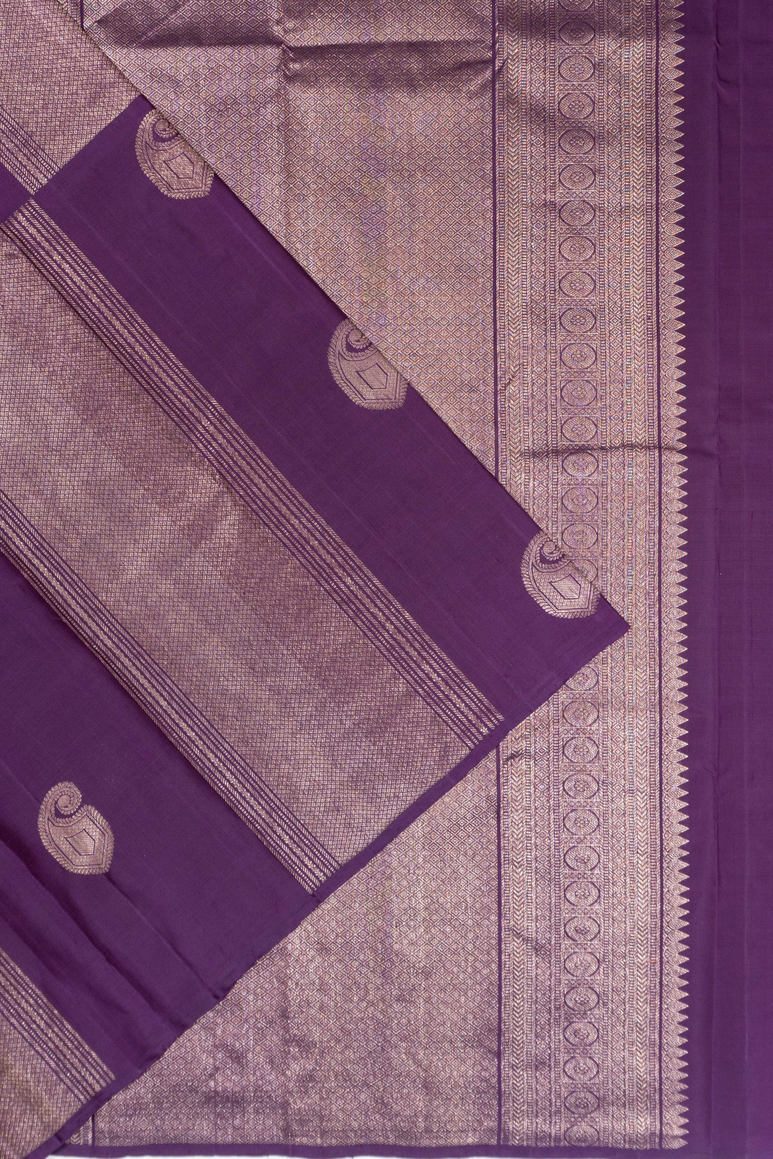 Antique Zari Kanchipuram Silk Brocade Violet Saree