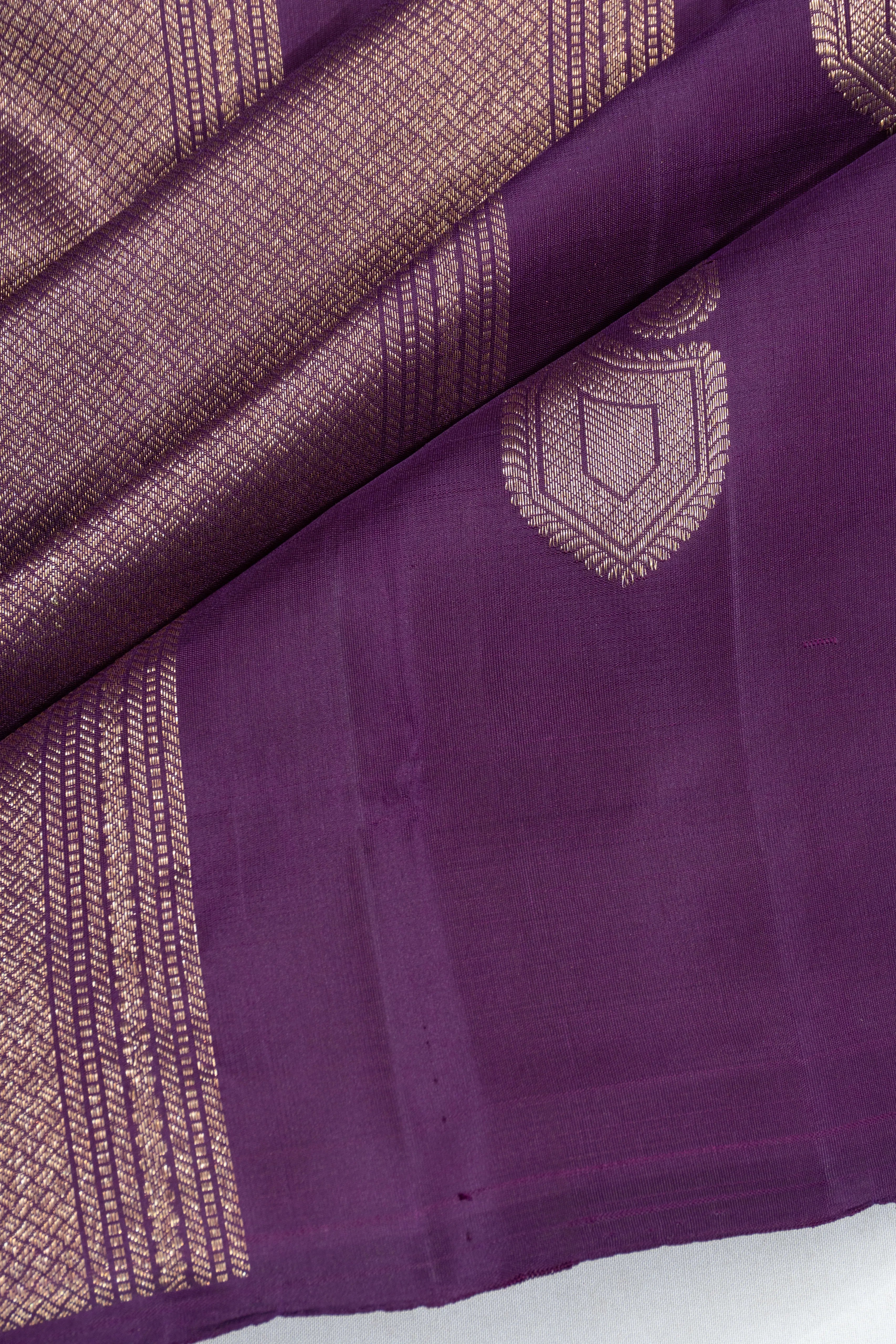 Antique Zari Kanchipuram Silk Brocade Violet Saree