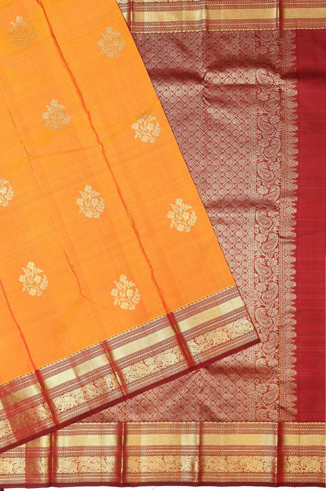 Taranga Kanchi Silk Butta Orange Saree