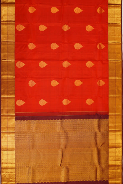 Taranga Kanchi Silk Butta Rust Orange Saree