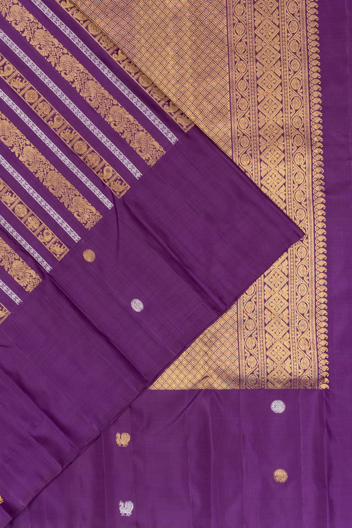 Kanchipuram Silk Lines Purple Saree