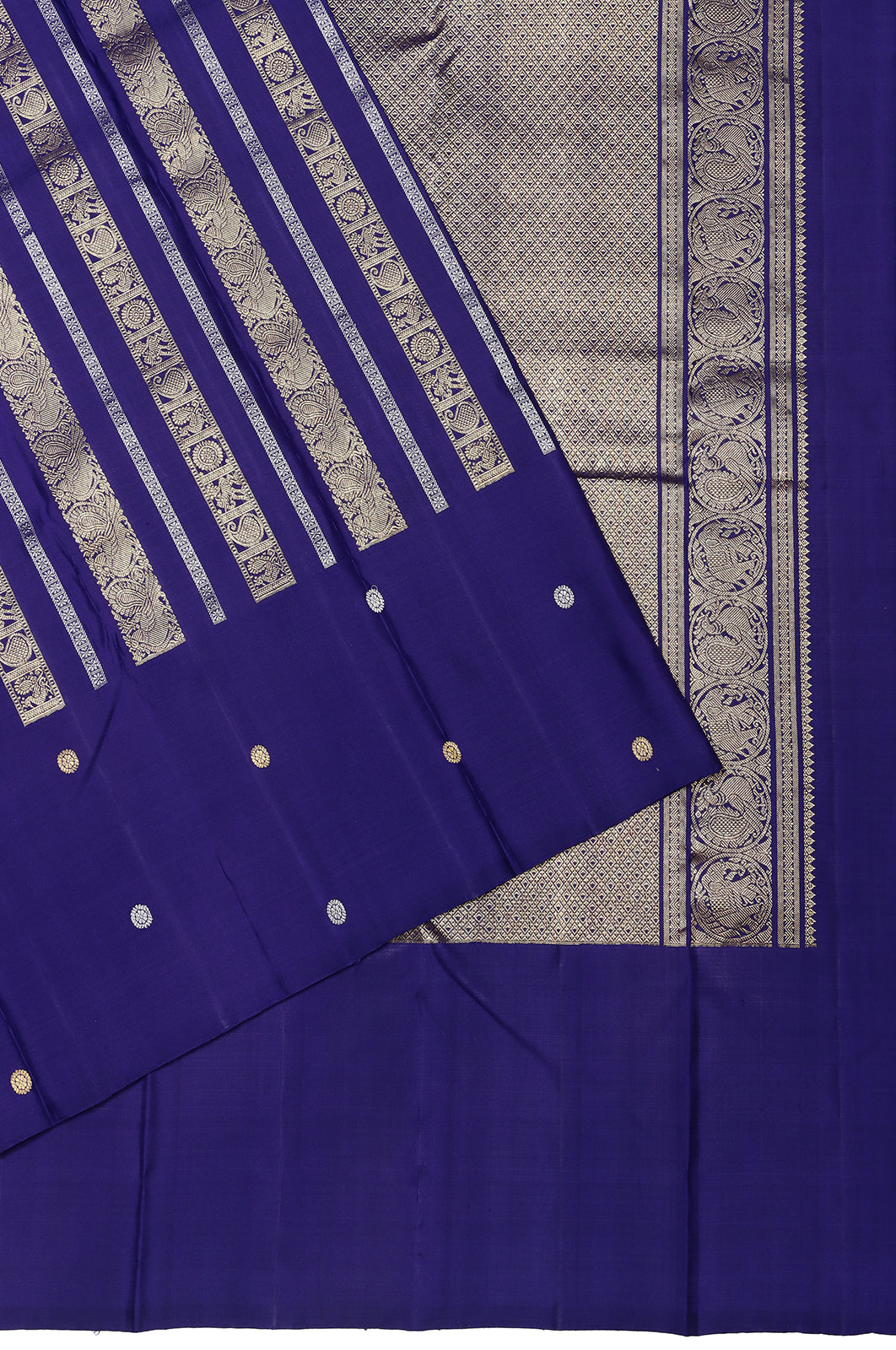 Kanchipuram Silk Brocade Dark Blue Saree
