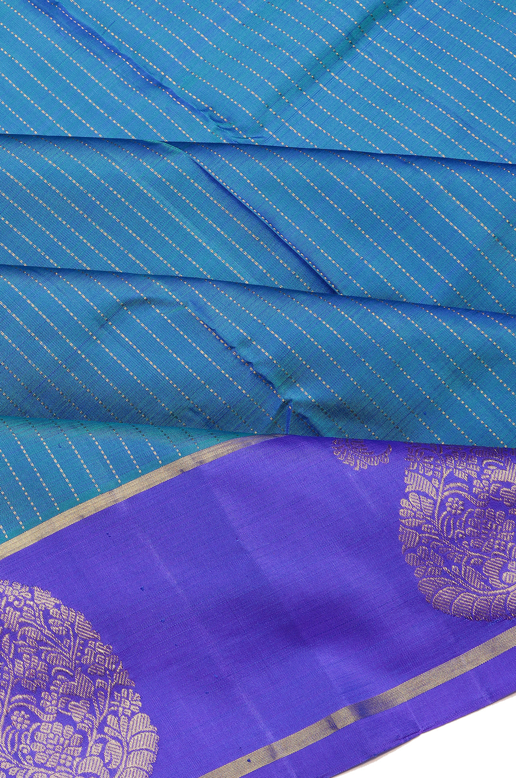 Taranga Kanchi Silk Vertical Lines Blue Saree