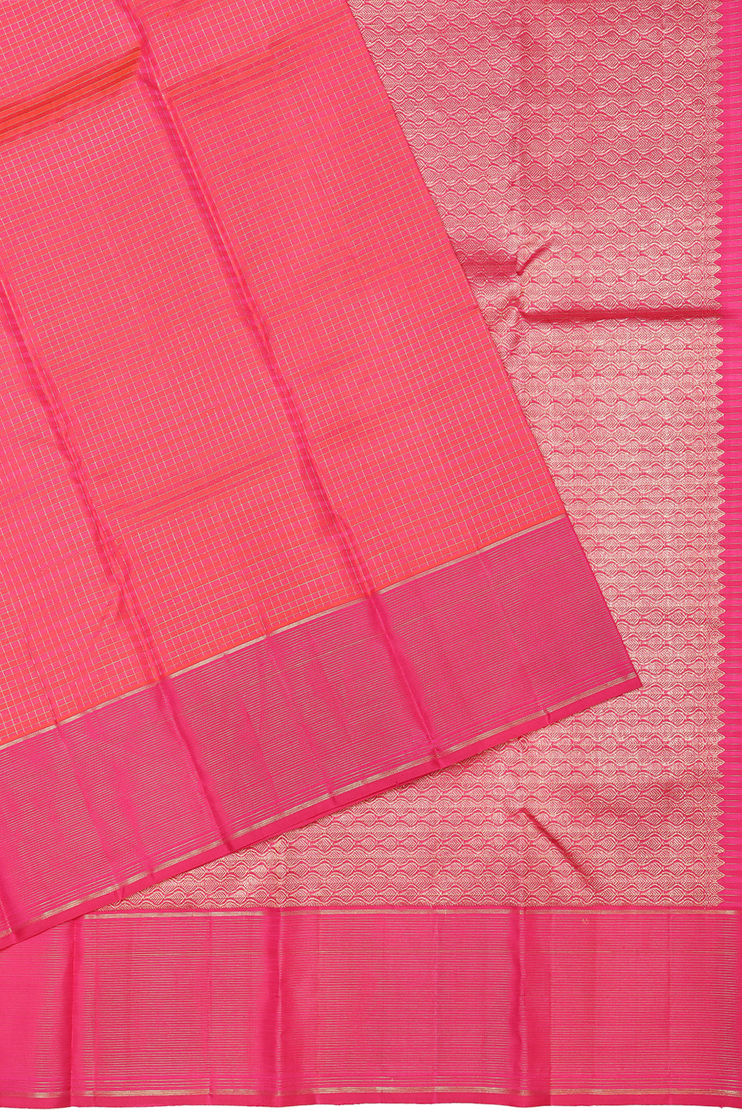 Taranga Kanchi Silk Checks Pink Saree