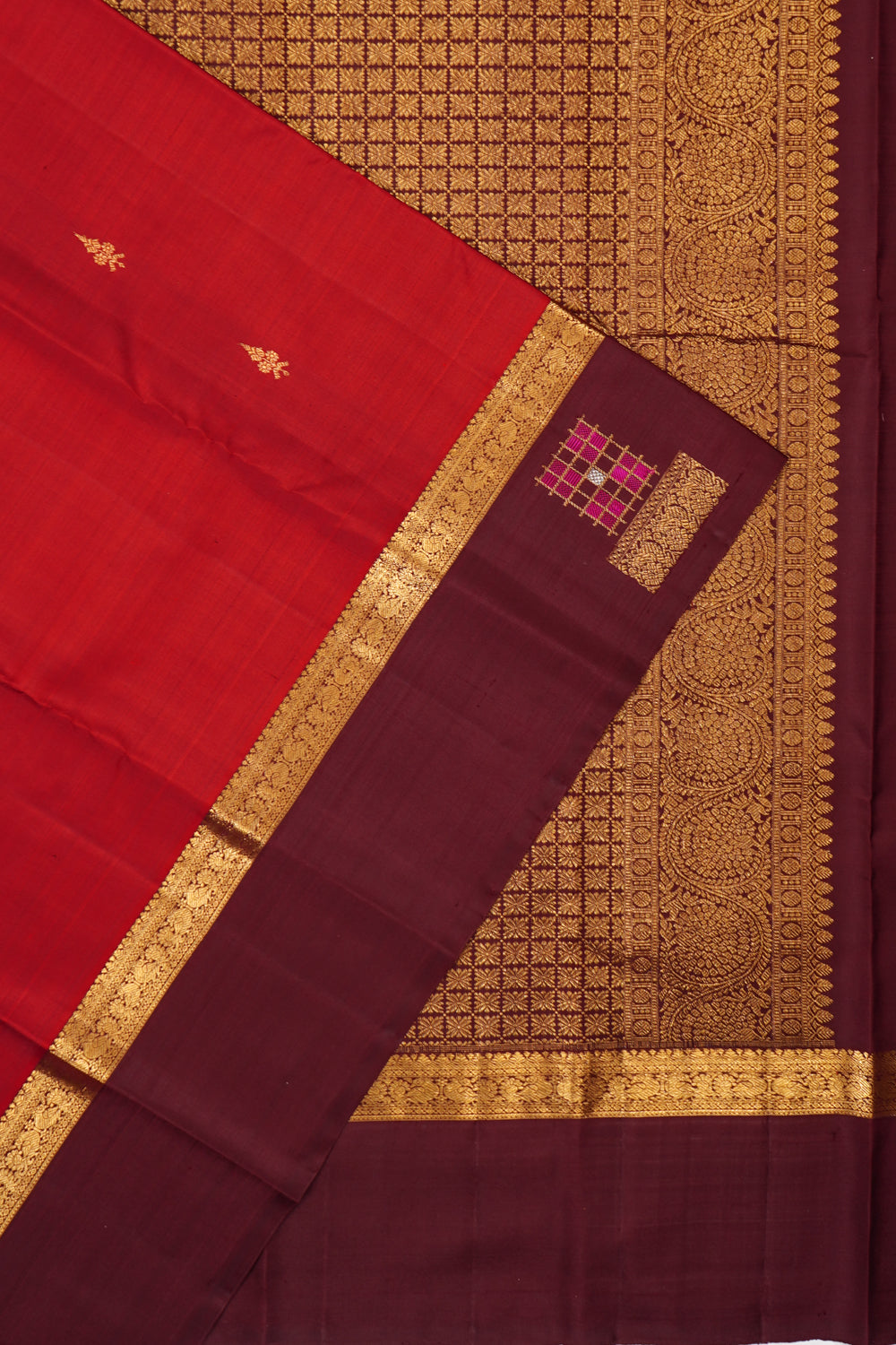 Taranga Kanchi Silk Butta Maroon Saree