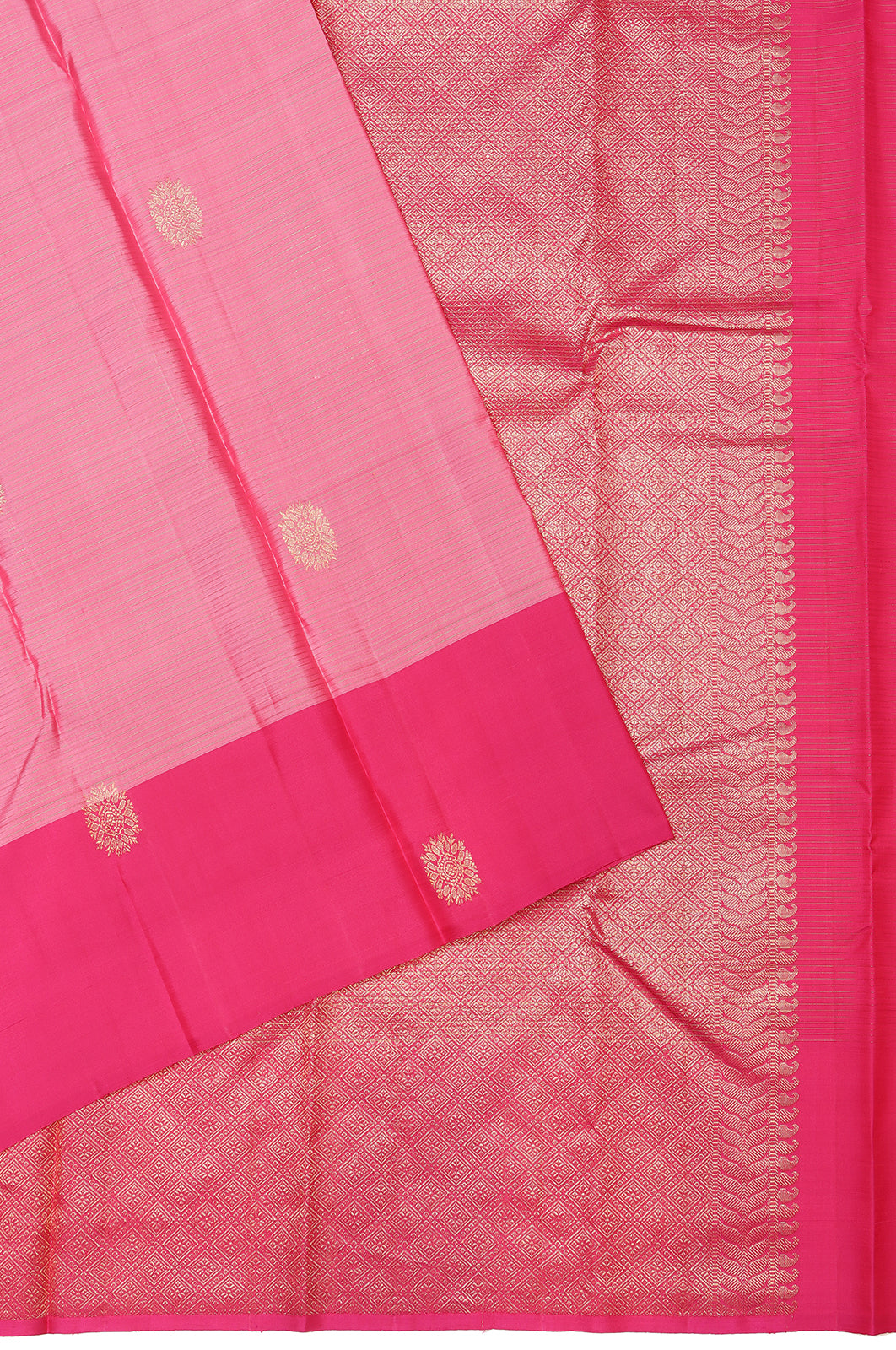 Kanchipuram Silk Lines And Butta Baby Pink Saree