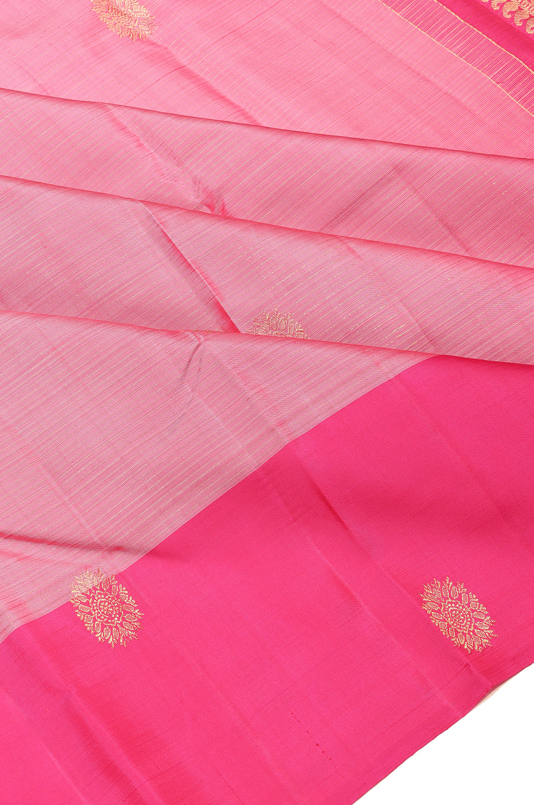 Kanchipuram Silk Lines And Butta Baby Pink Saree
