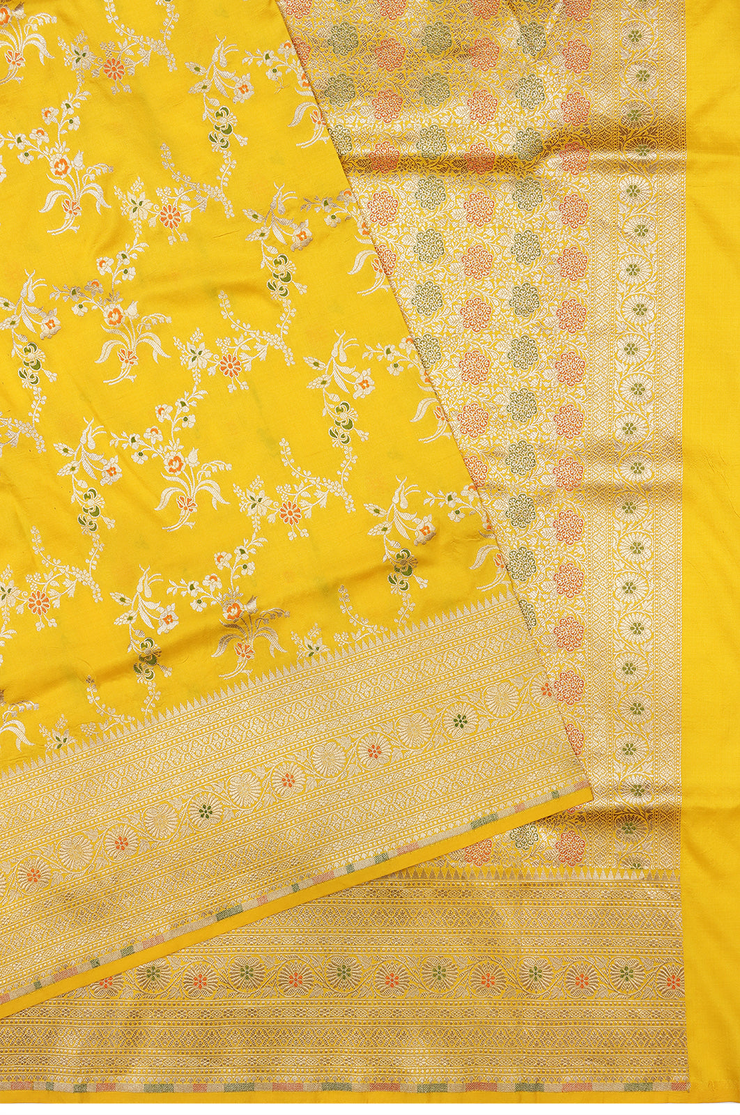 Banarasi Silk Brocade Yellow Saree