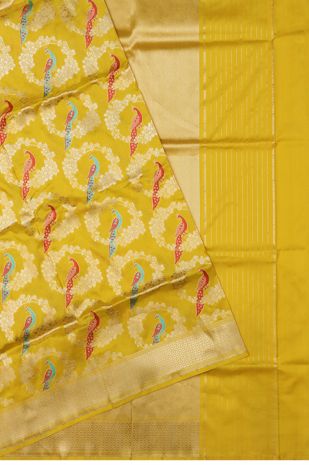 Banarasi Silk Brocade Yellow Saree