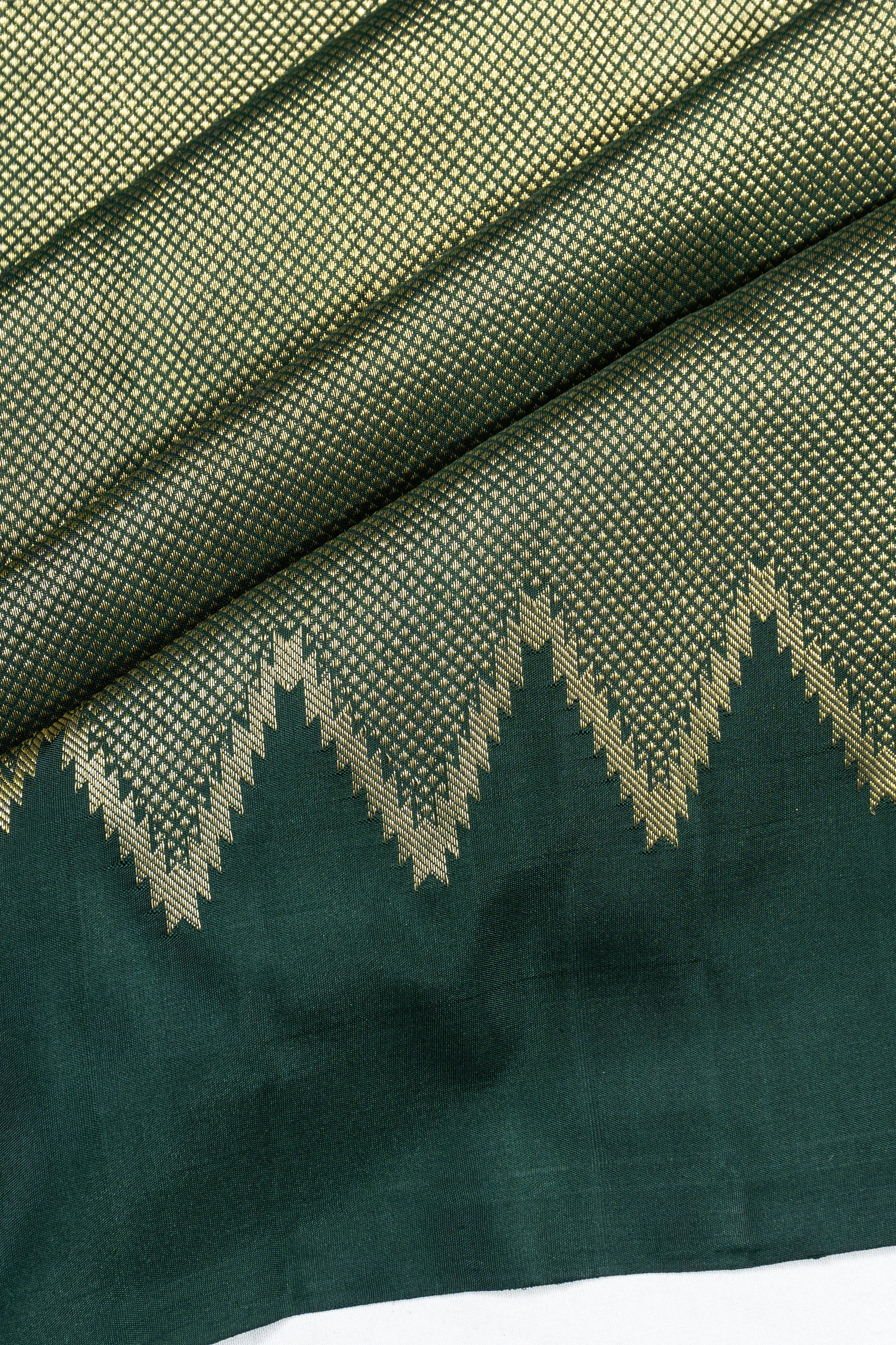 Kanchipuram Silk Brocade Bottle Green Saree