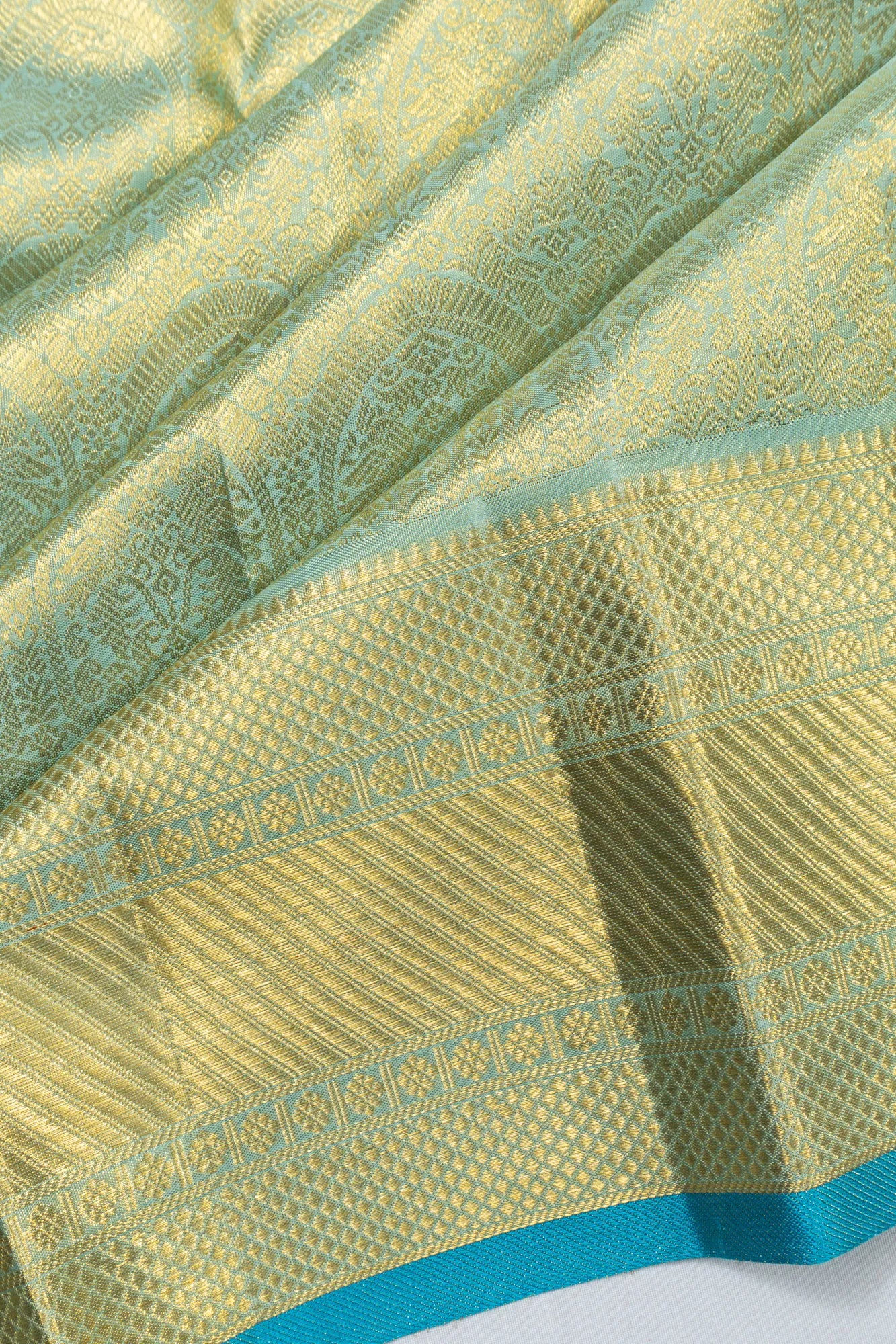 Kanchipuram Silk Brocade Pastel Blue Saree