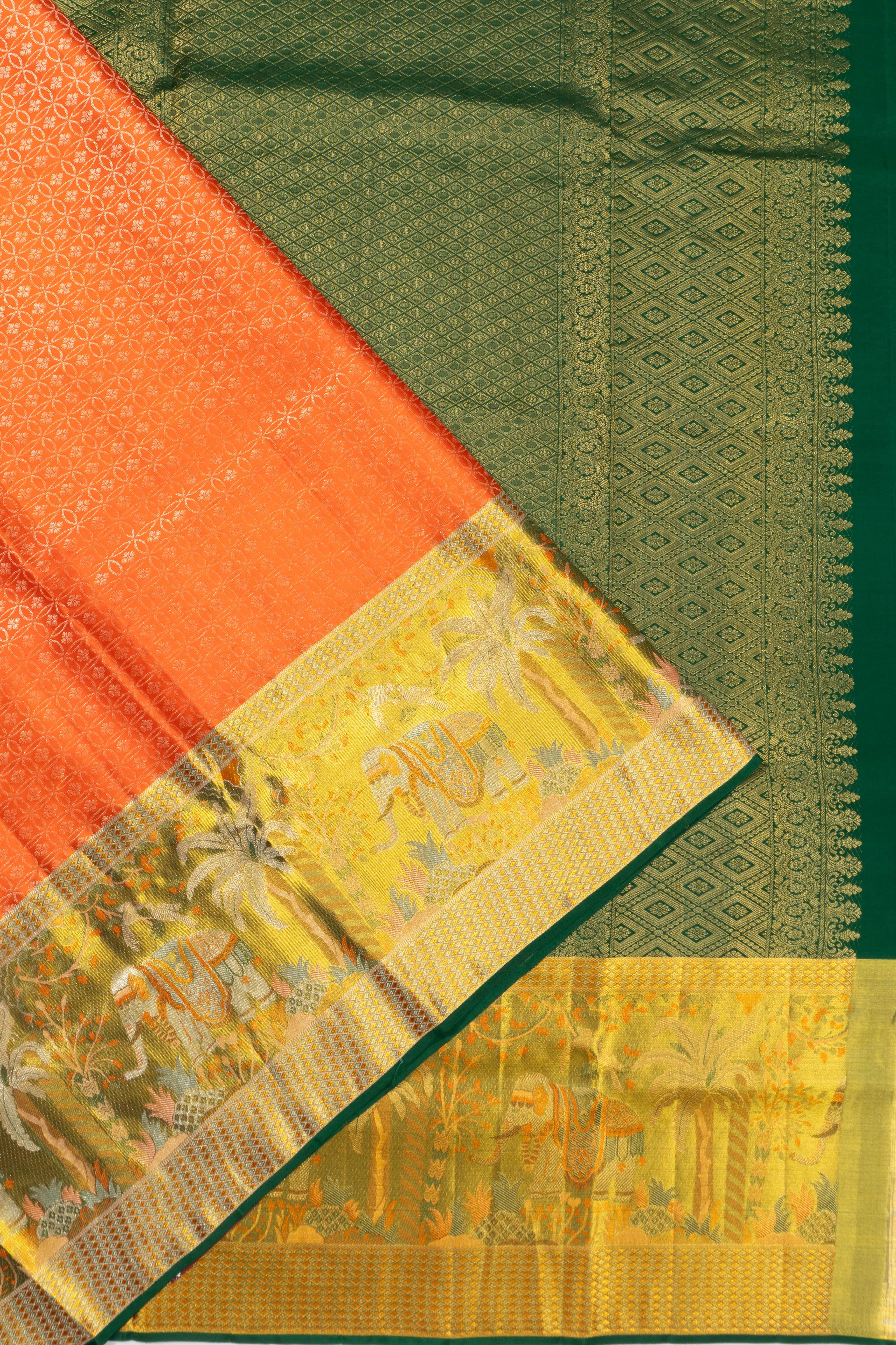 Taranga Kanchi Silk Brocade Orange Saree
