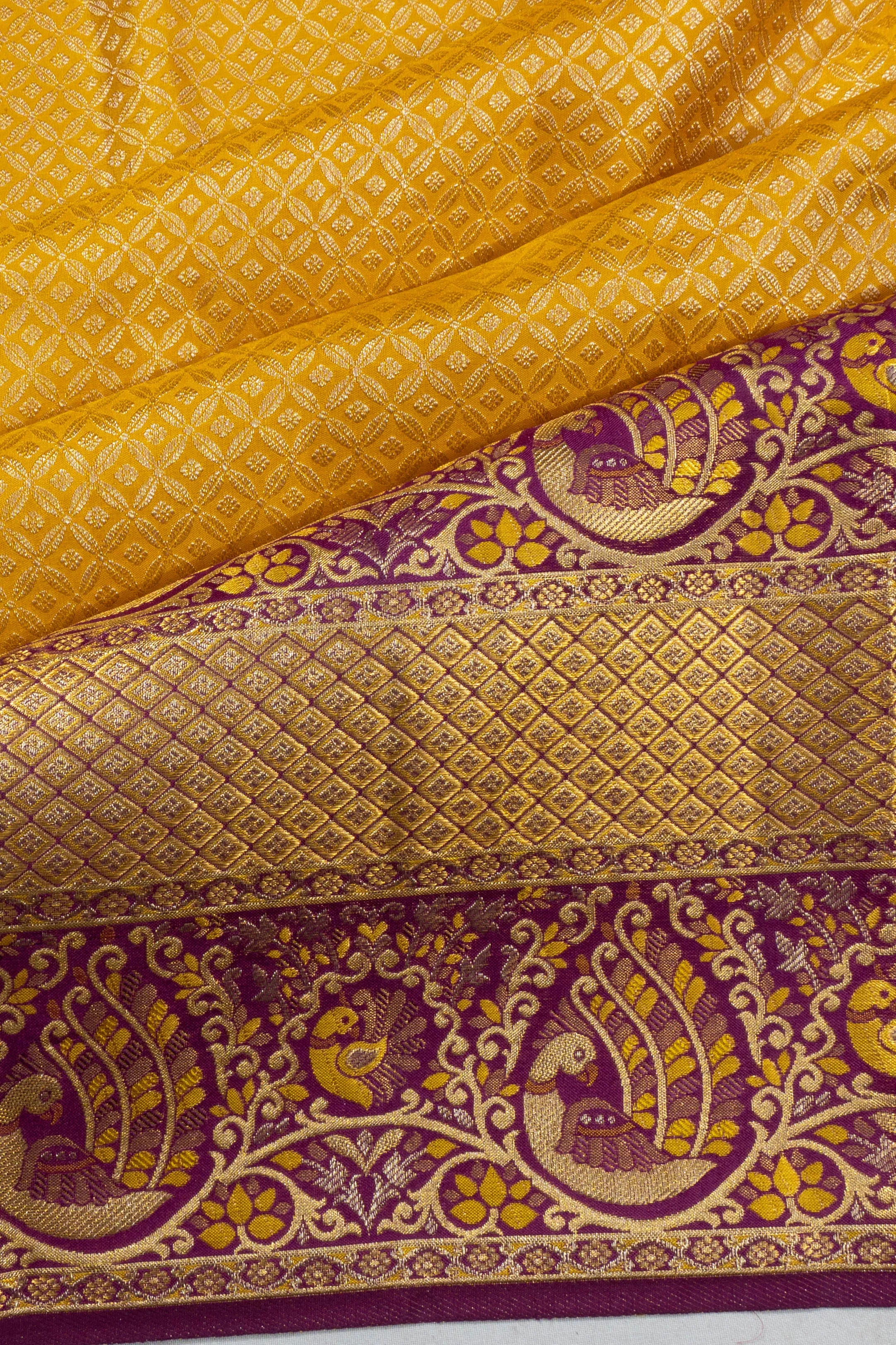 Taranga Kanchi Silk Brocade Yellow Saree