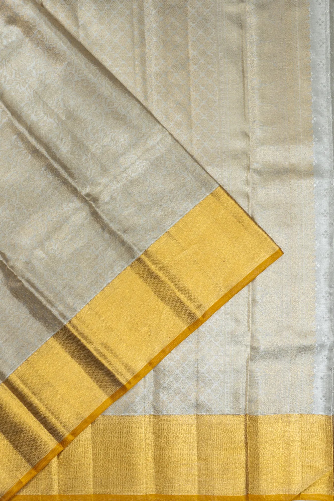 Kanchipuram Silk Tissue Brocade Silver Saree