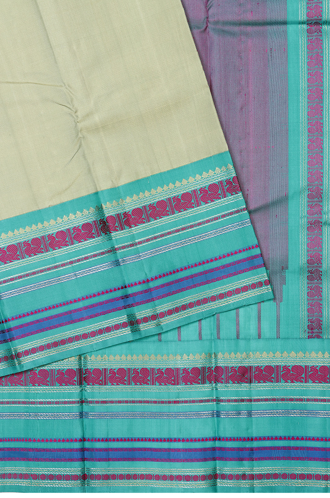Taranga Kanchi Silk Plain Pastel Green Saree