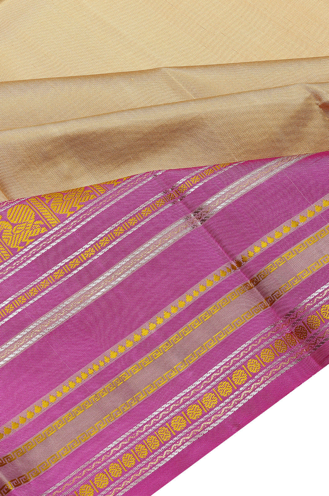 Taranga Kanchi Silk Plain Cream Saree