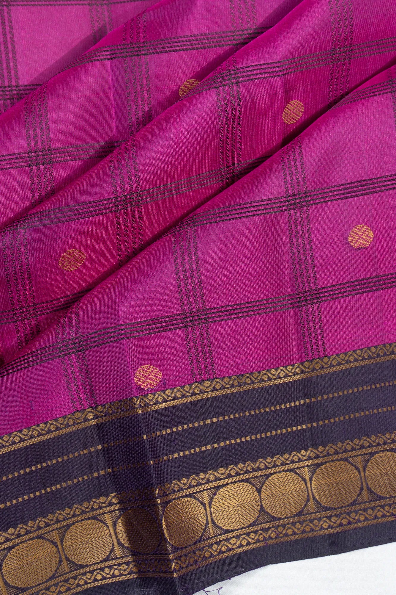 Classic Kanchipuram Silk Checks And Butta Purple Saree