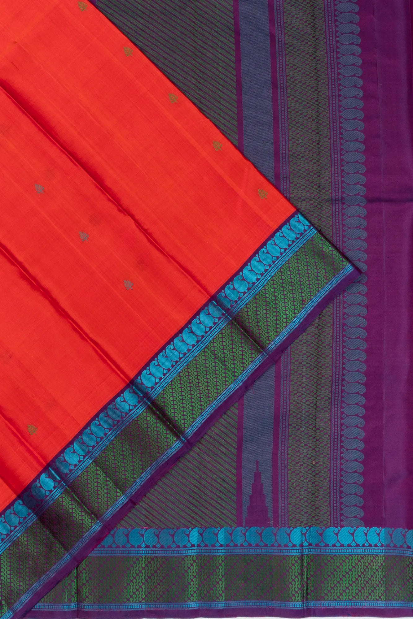 Zero Zari Kanchipuram Silk Butta Crismo Red Saree