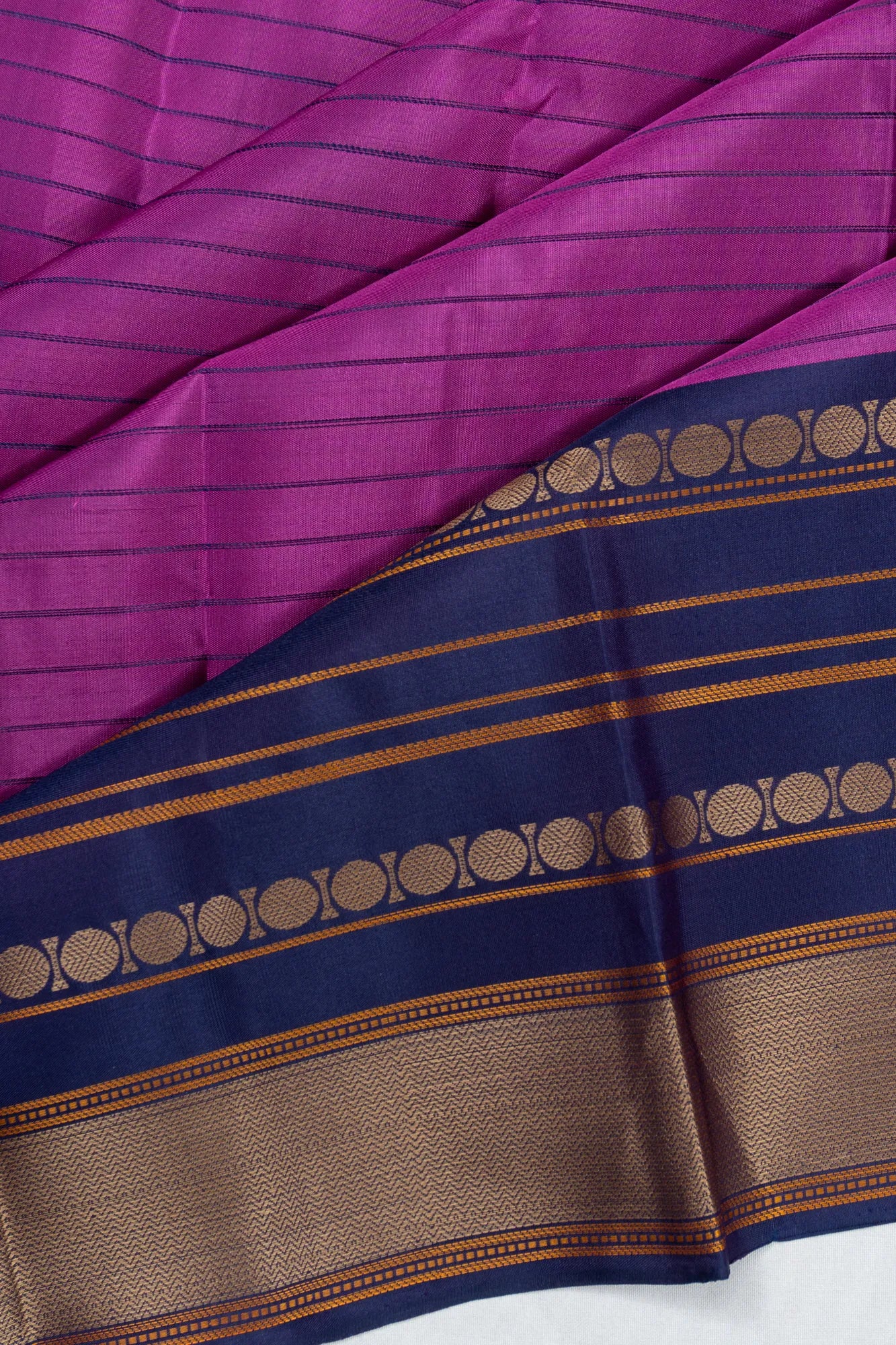Zero Zari Kanchipuram Silk Lines Purple Saree