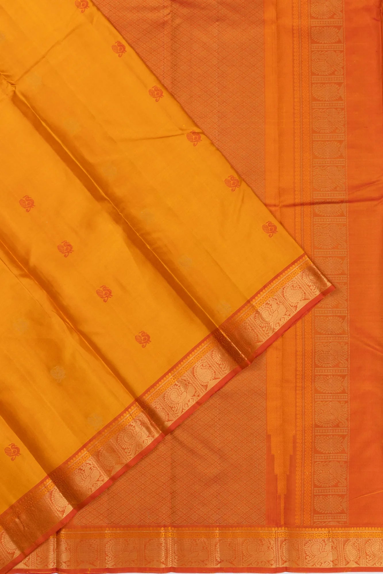 Zero Zari Kanchipuram Silk Butta Mustard Yellow Saree