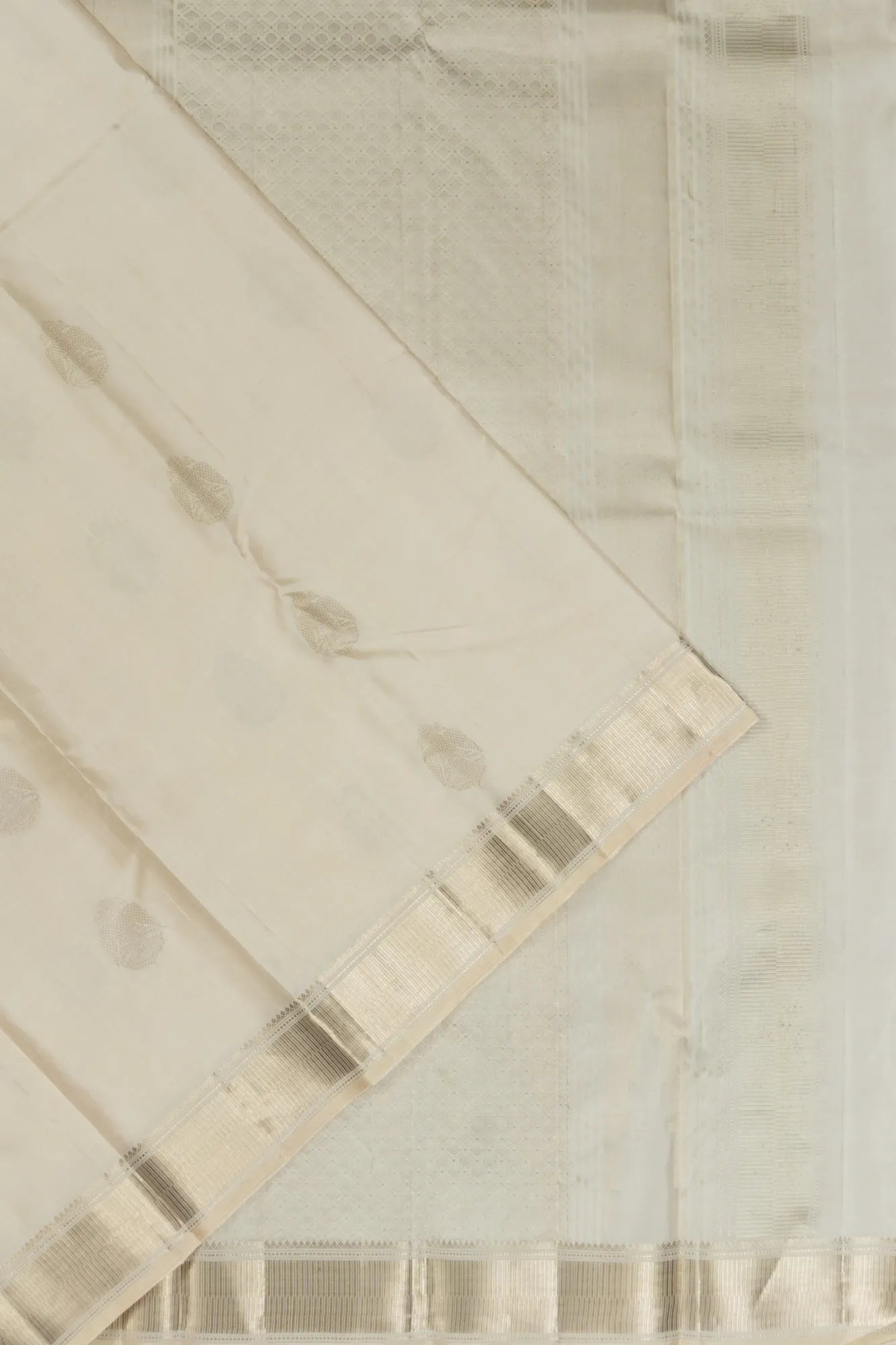 Kanchipuram Silk Butta White Saree
