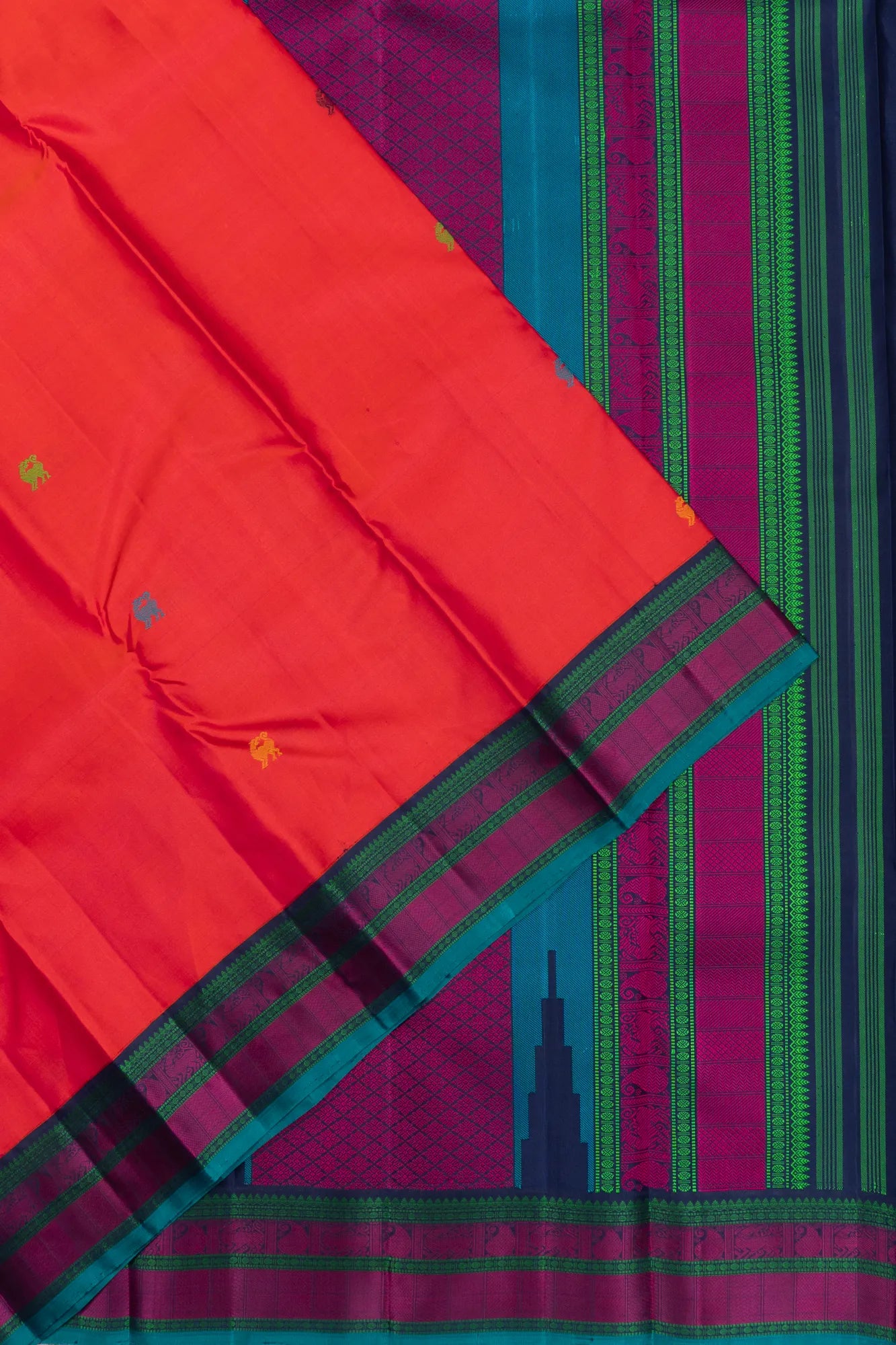Zero Zari Kanchipuram Silk Butta Red Saree