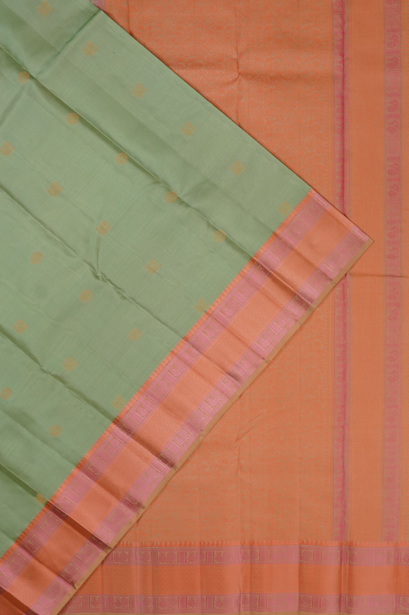 Taranga Kanchi Silk Butta Pista Green Saree