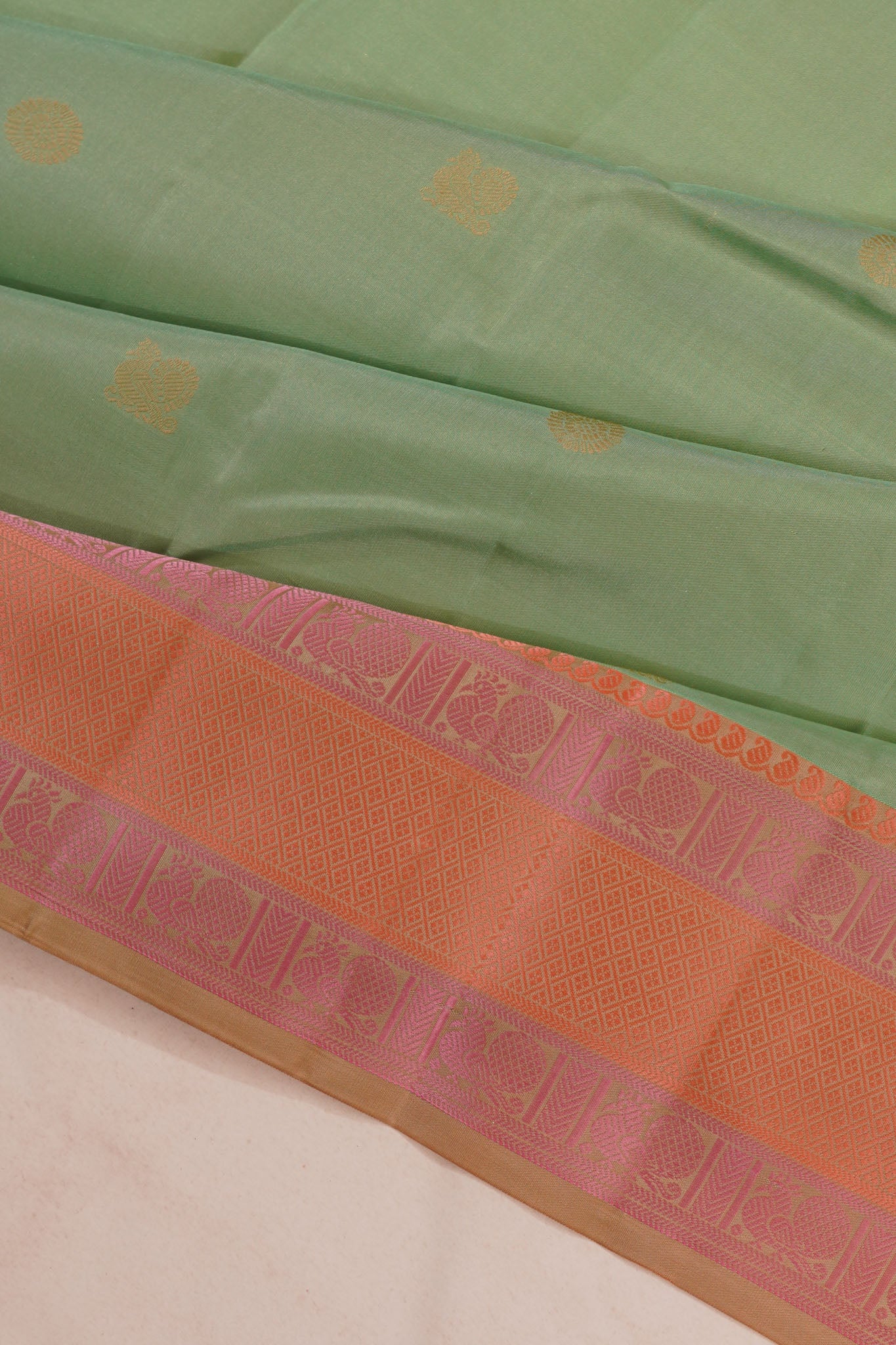 Taranga Kanchi Silk Butta Pista Green Saree