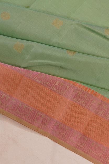 Taranga Kanchi Silk Butta Pista Green Saree