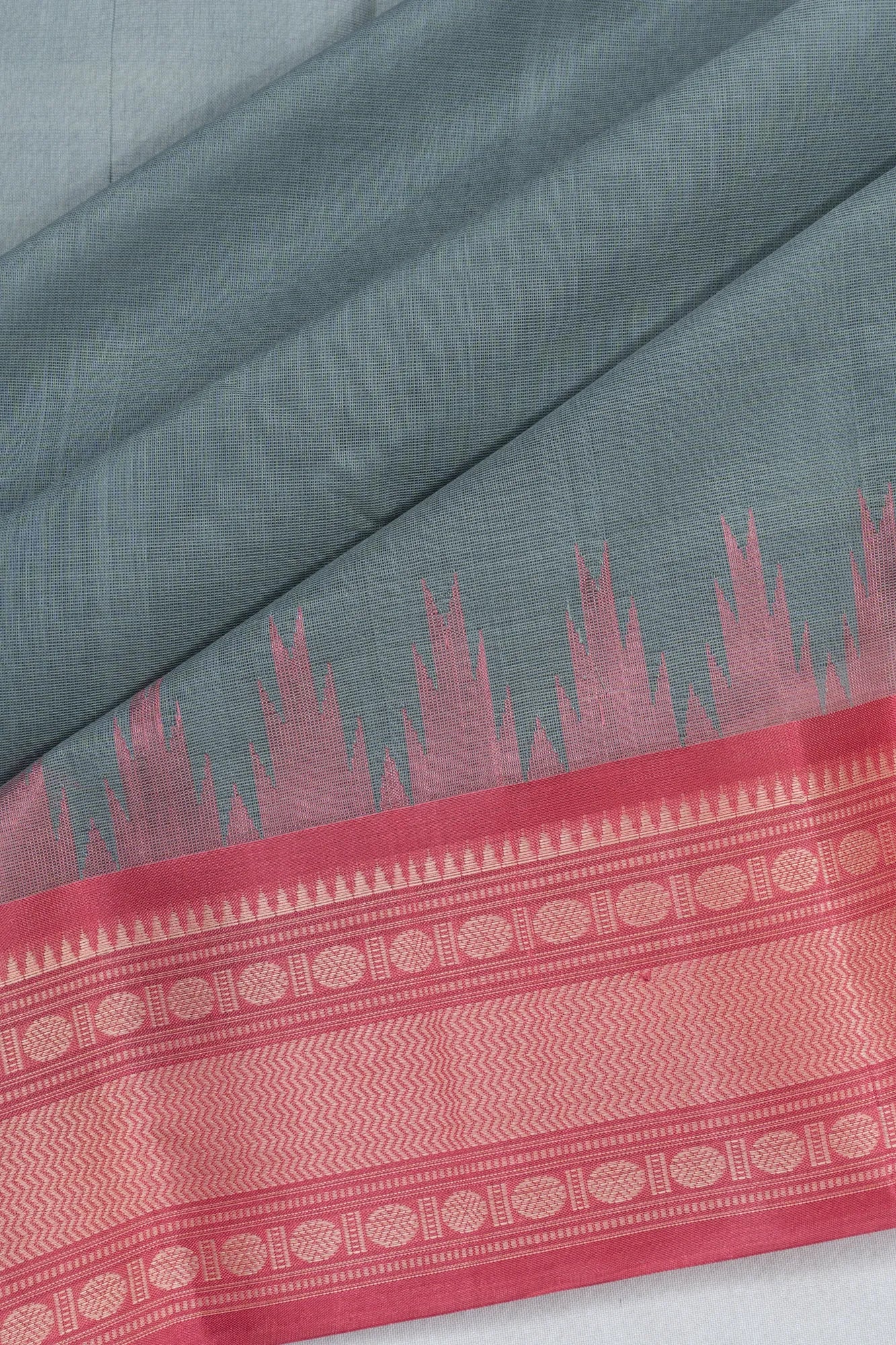 Chettinad Cotton Plain Grey Saree
