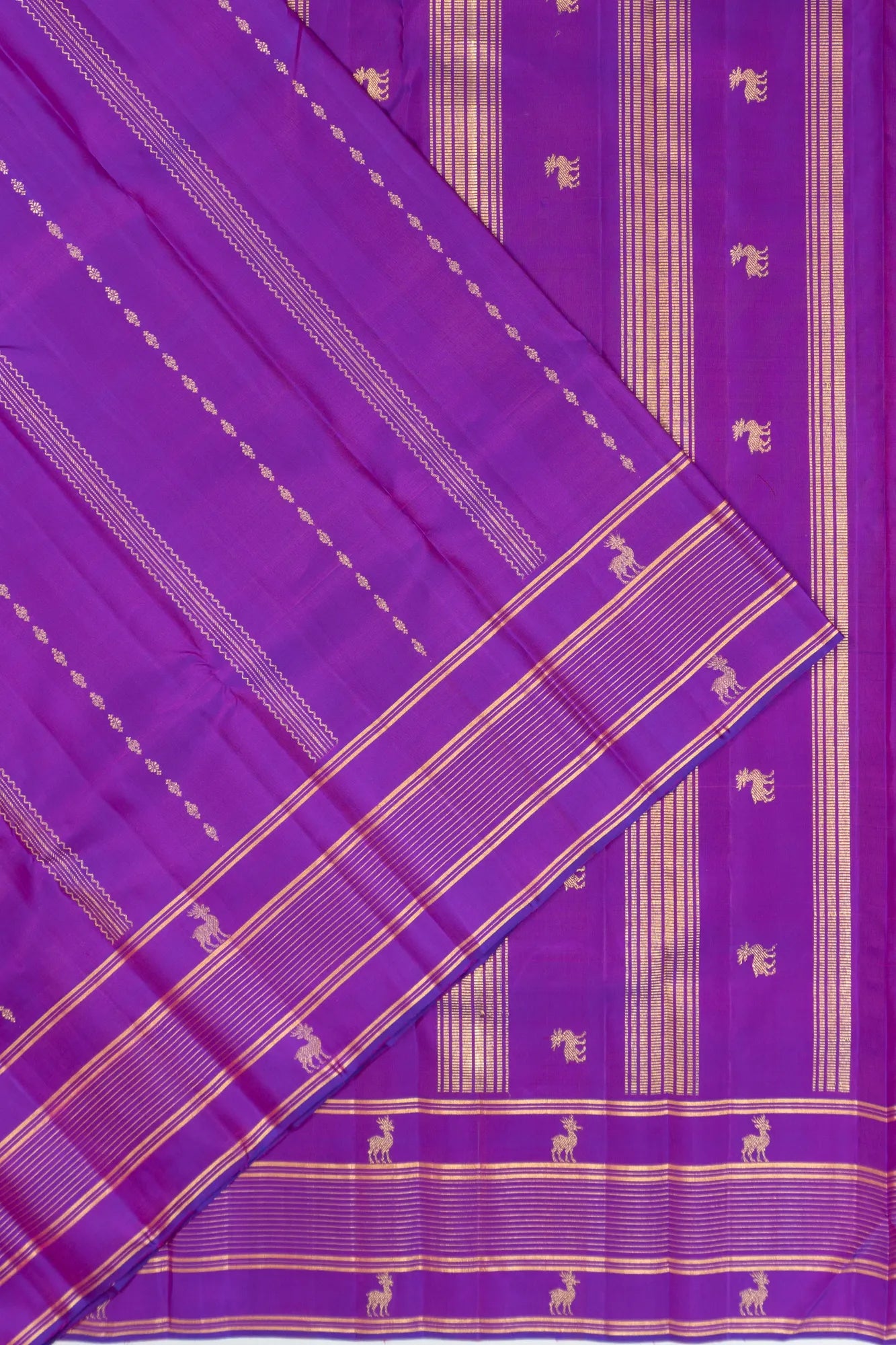 Classic Kanchipuram Silk Lines Purple Saree