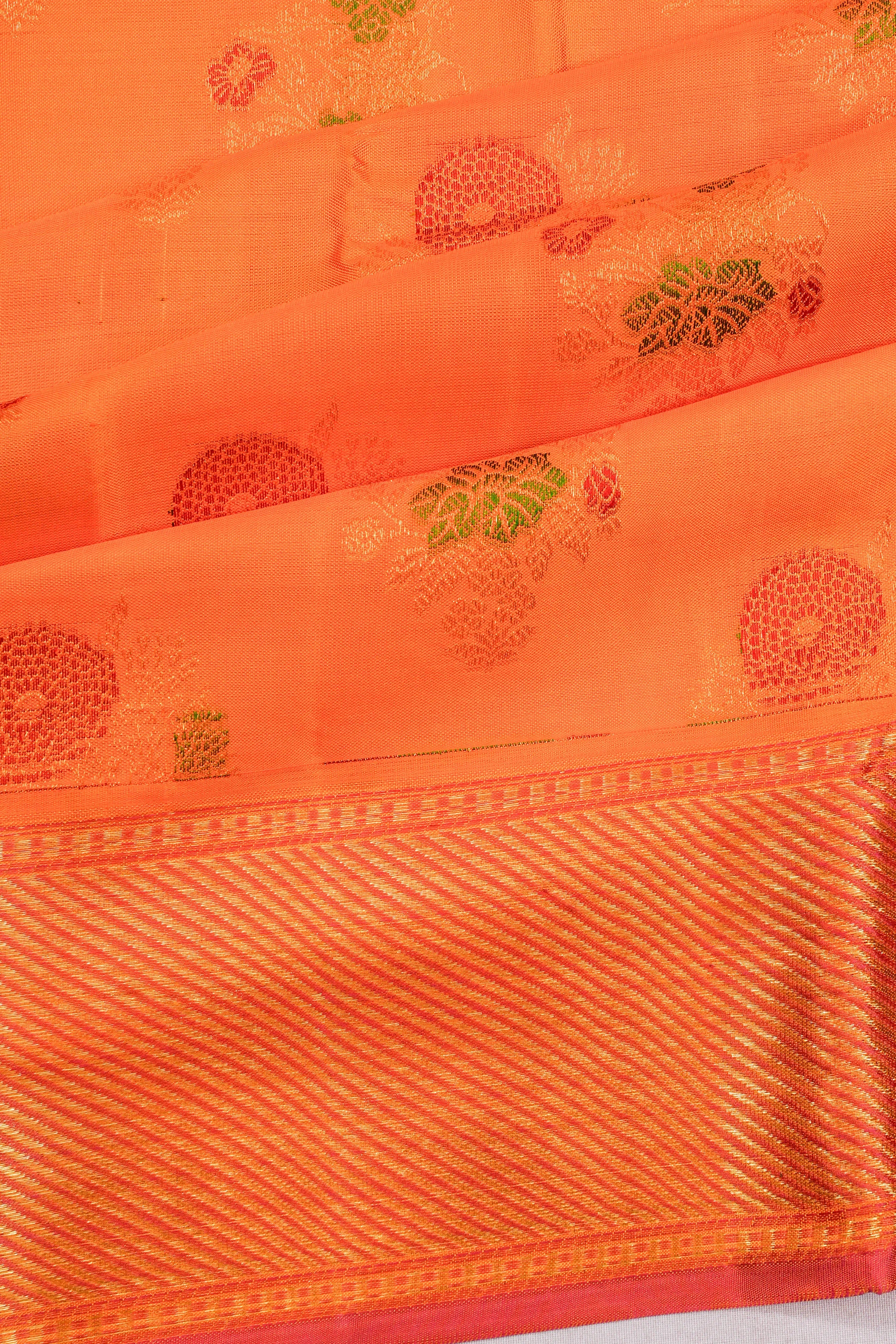 Kanchipuram Silk Brocade Yellow Saree