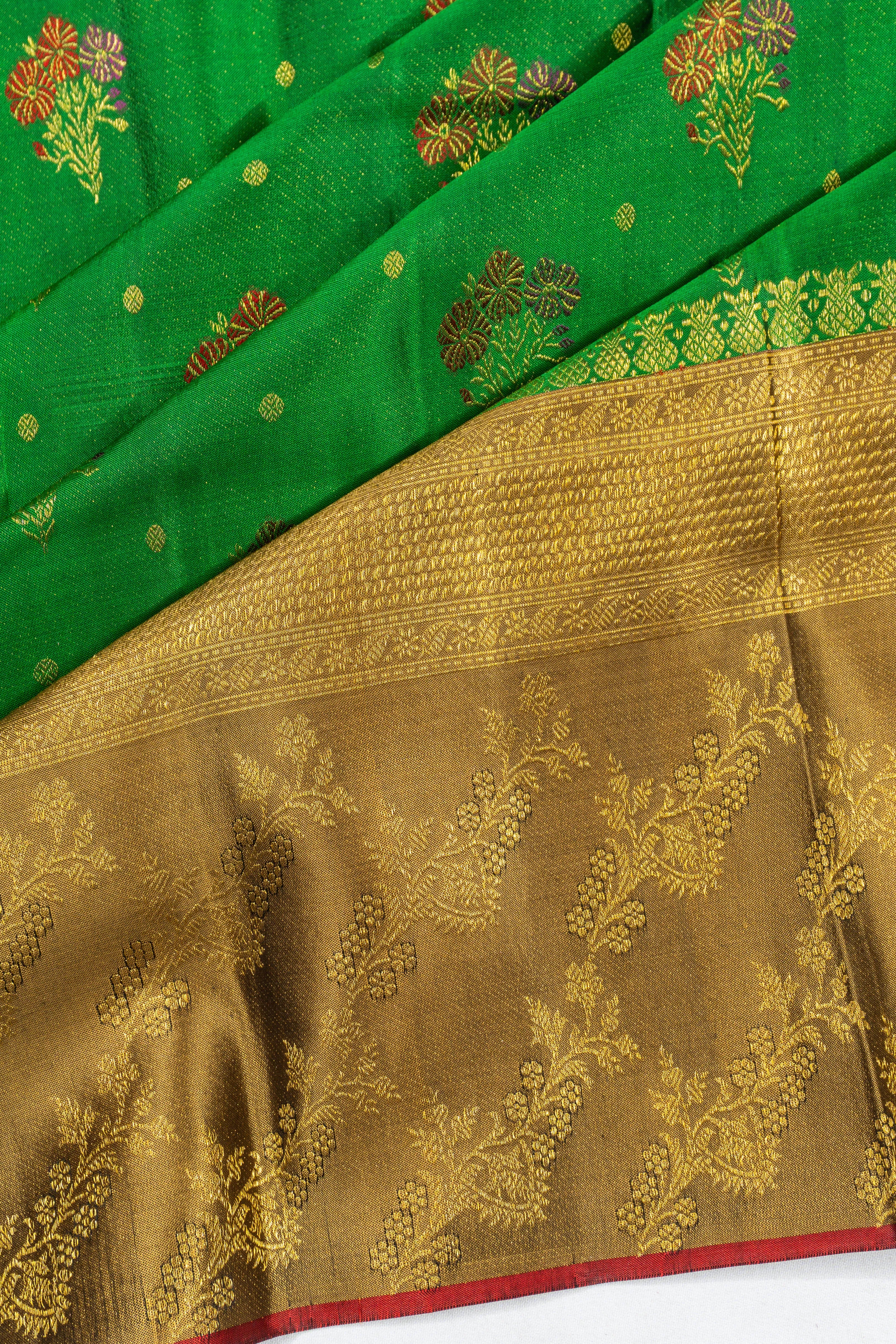 Taranga Kanchi Silk Butta Green Saree