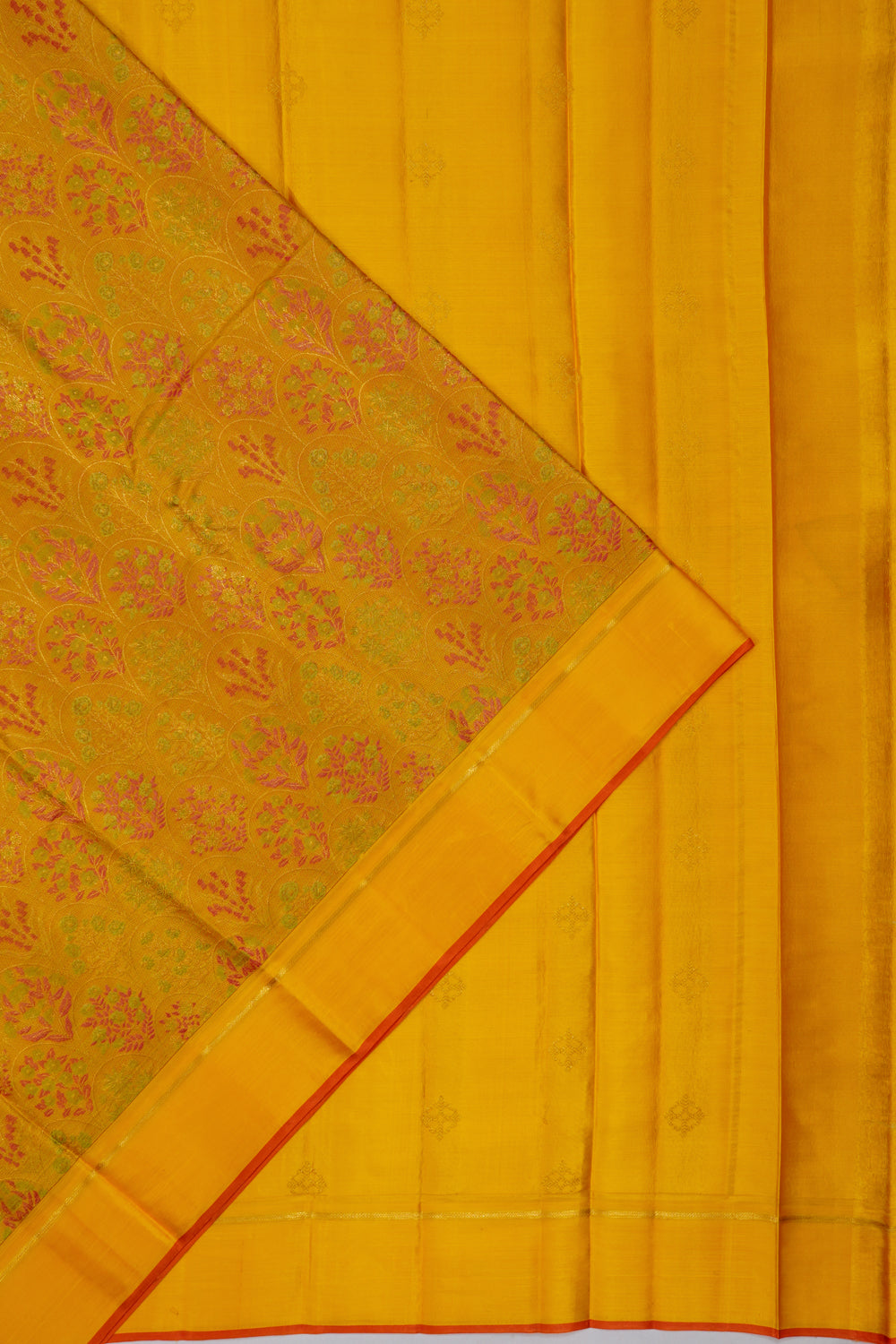 Kanchipuram Silk Brocade Yellow Saree